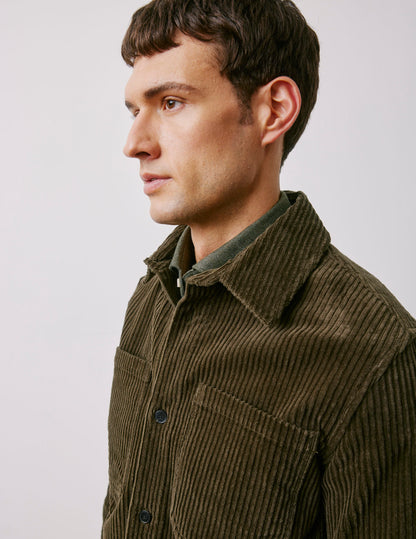 Milan khaki velvet shirt jacket