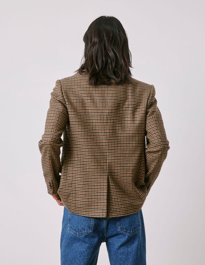 Blazer Gabin en laine à pied de poule marron