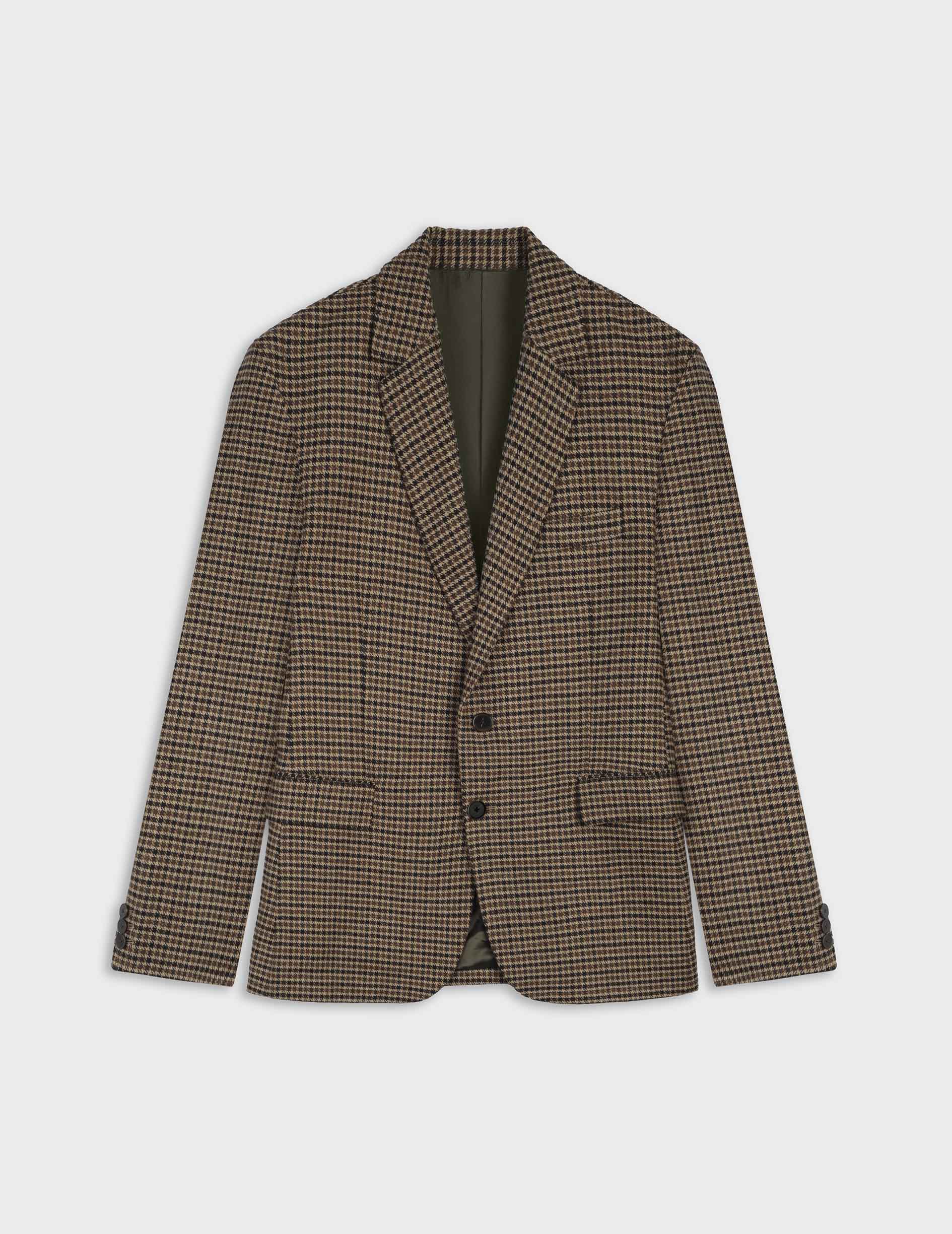 Blazer Gabin en laine à pied de poule marron