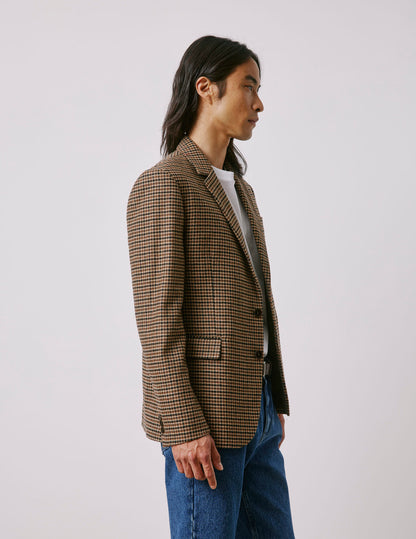 Blazer Gabin en laine à pied de poule marron