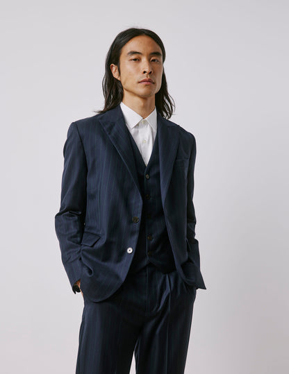 Veste de costume Marlon en laine vierge marine rayée
