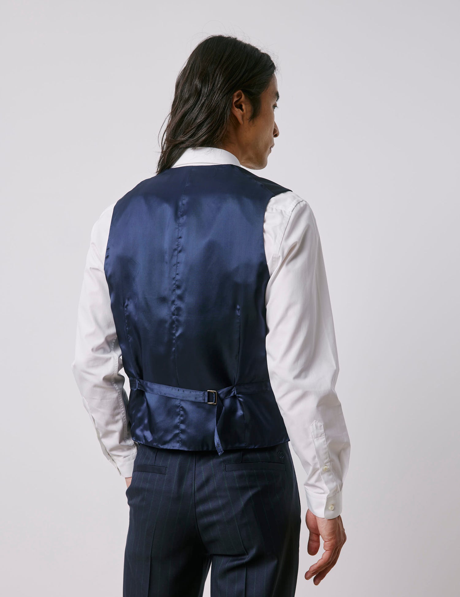 Gilet de costume Mickael en laine vierge marine rayé