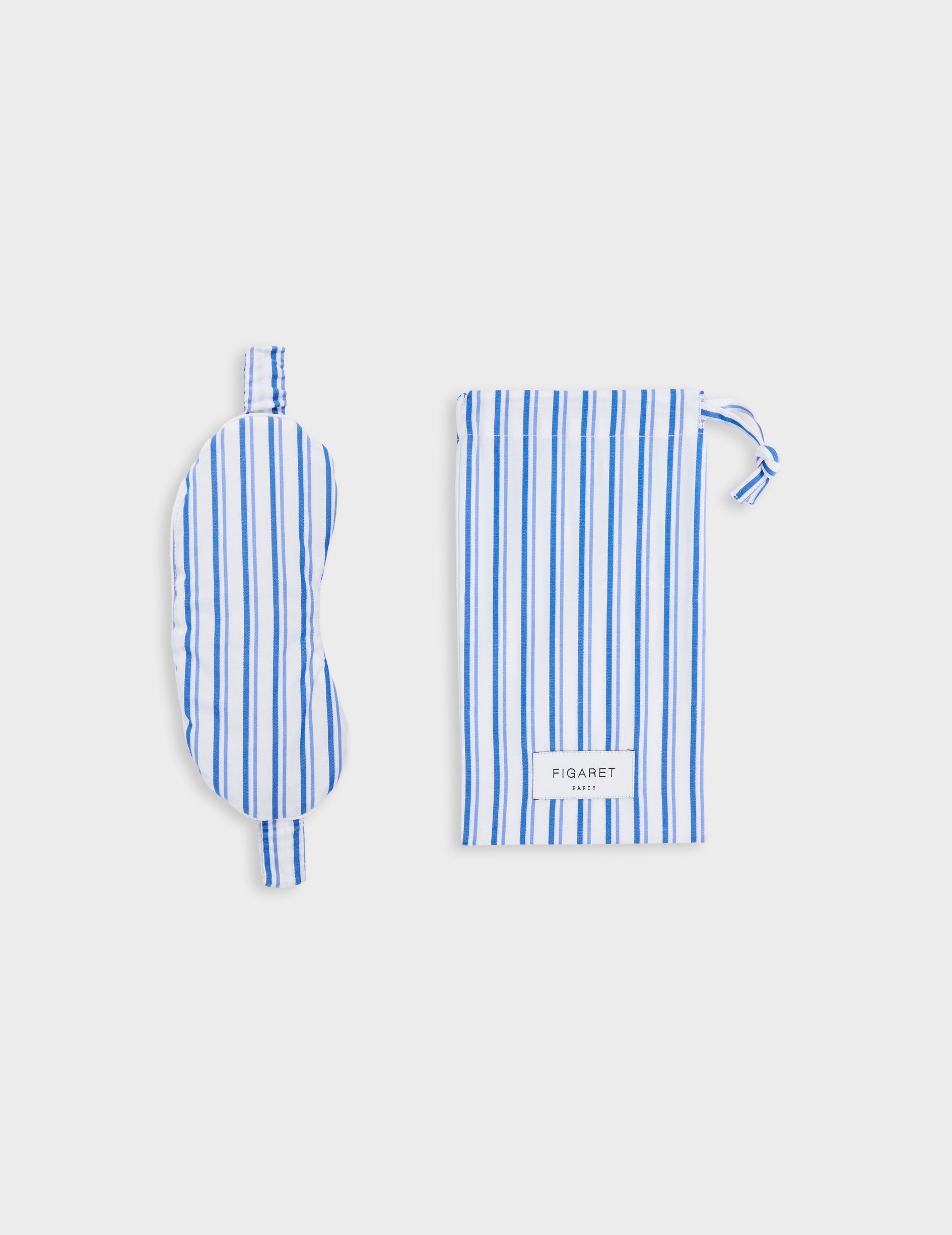 Masque de nuit en popeline rayée bleue