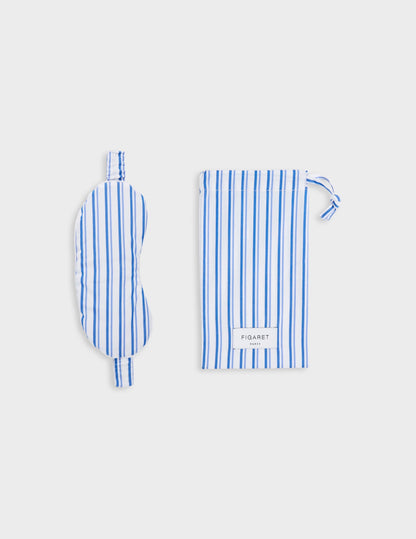 Masque de nuit en popeline rayée bleue