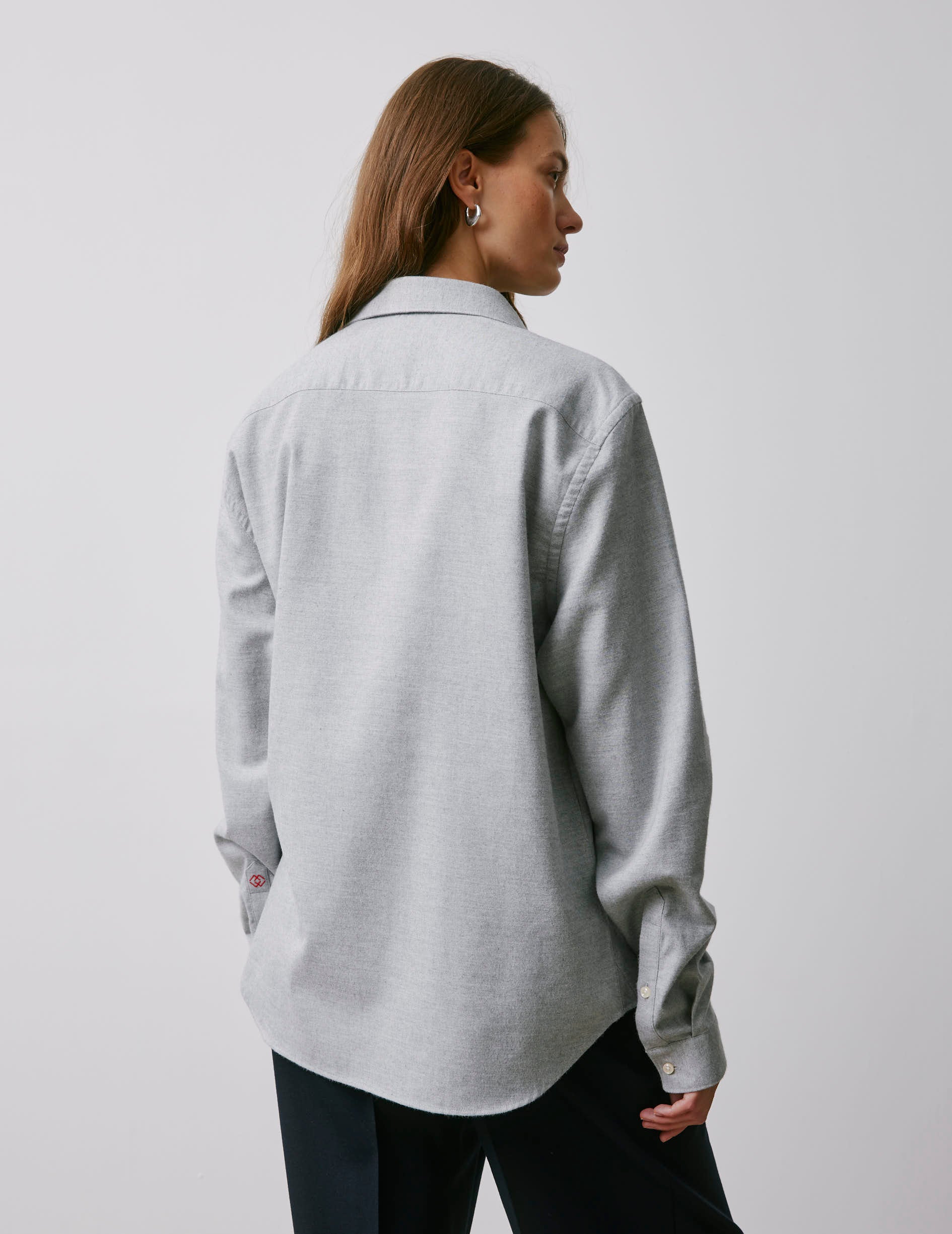 Chemise mixte "Je t'aime" grise - Flanelle - Col Figaret