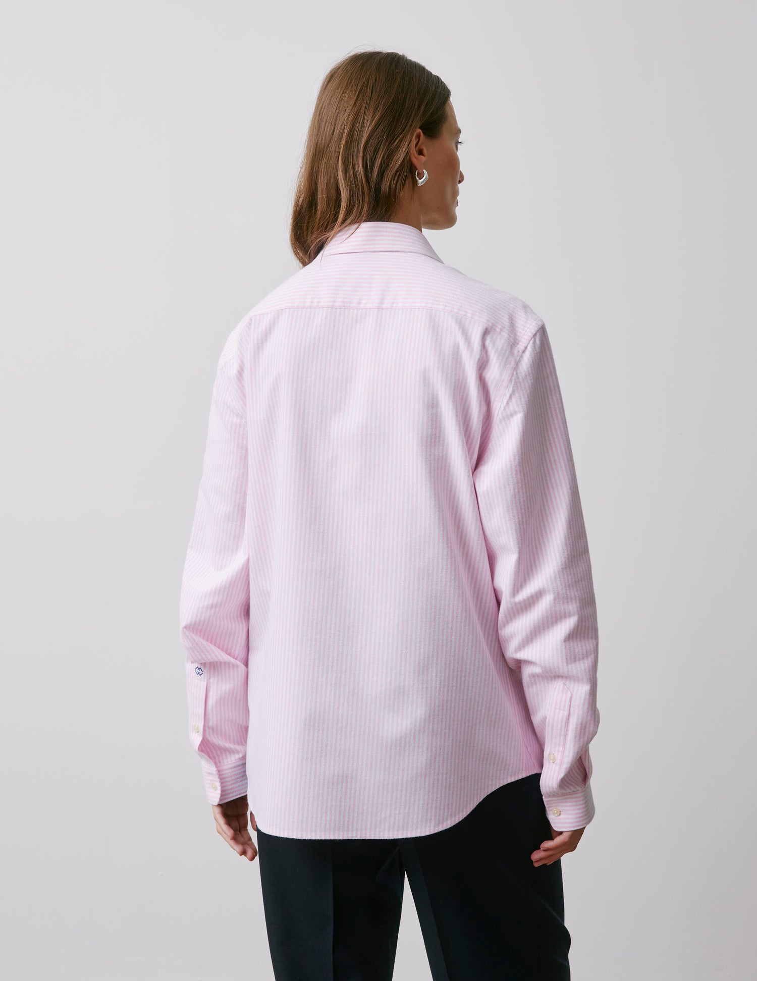 Chemise mixte "Je t'aime" rayée rose - Oxford gratté - Col Figaret#4