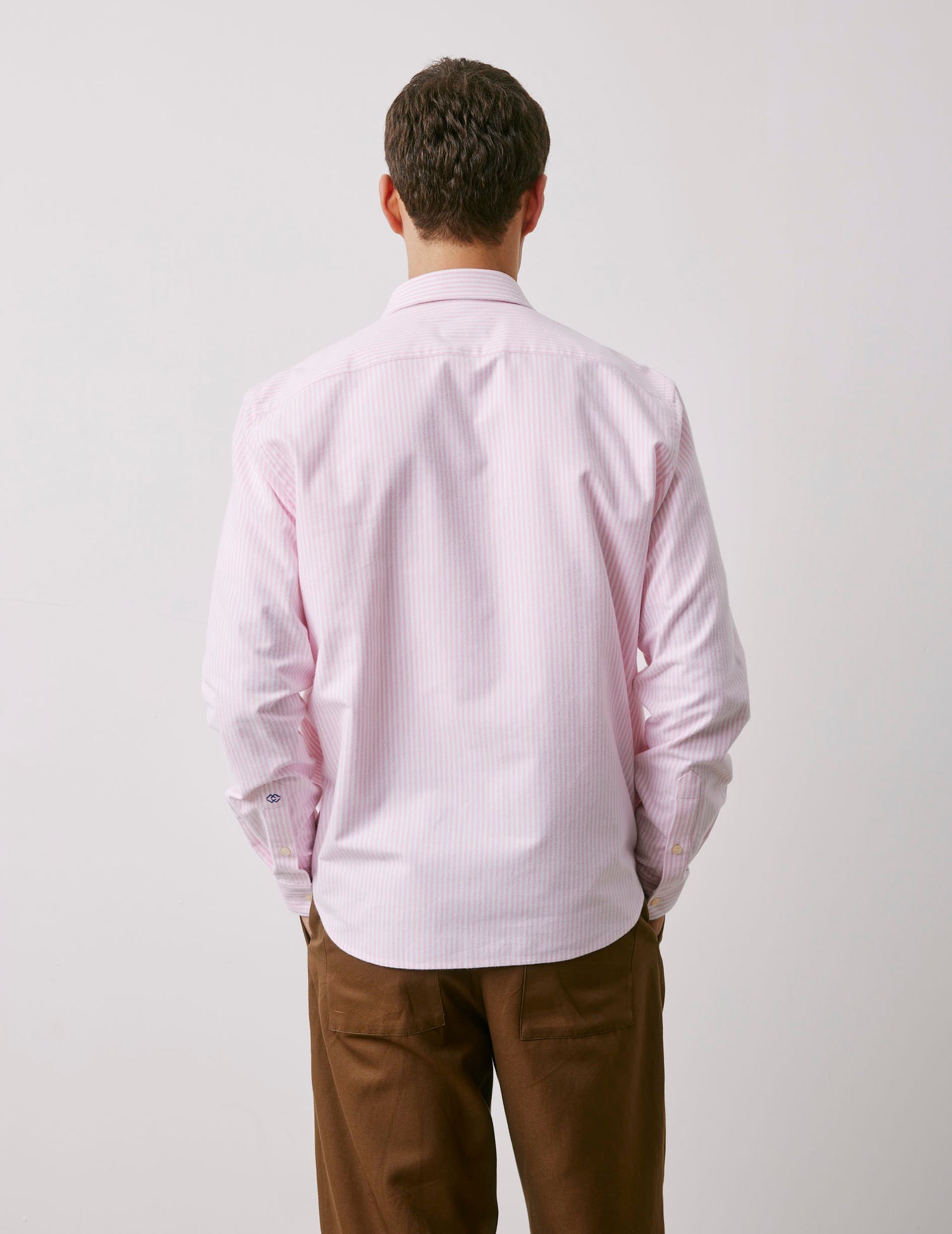 Chemise mixte "Je t'aime" rayée rose - Oxford gratté - Col Figaret#3