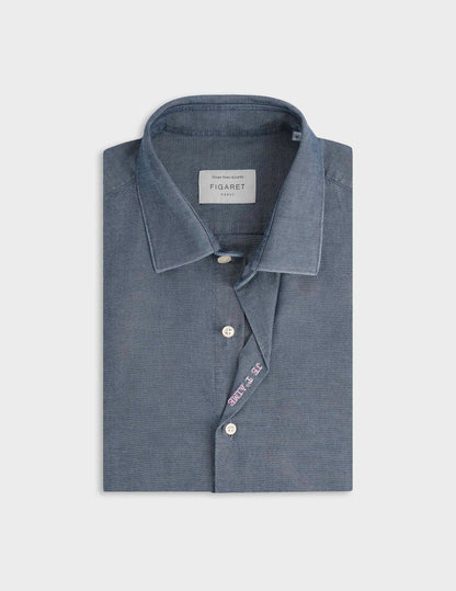Chemise mixte "Je t'aime" en denim bleu