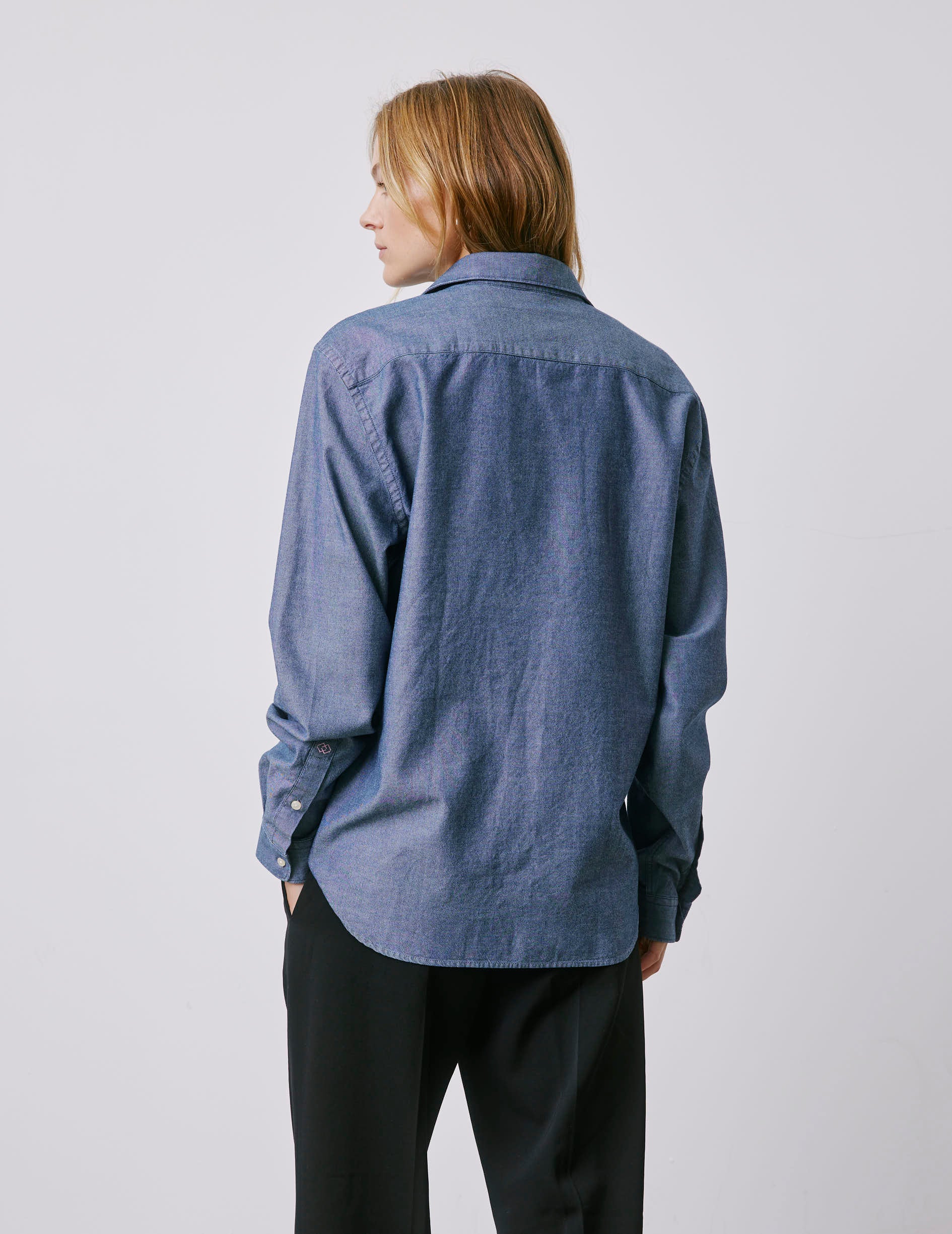 Chemise mixte "Je t'aime" en denim bleu - Denim - Col Figaret