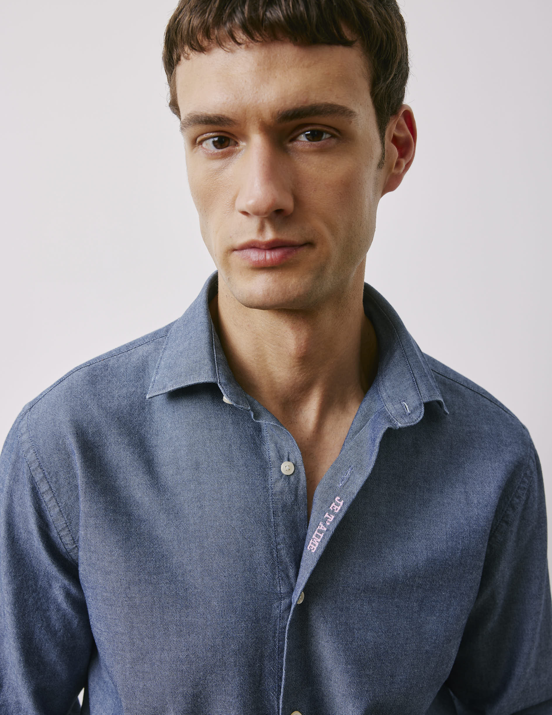 Chemise mixte "Je t'aime" en denim bleu