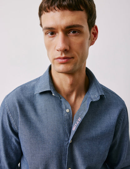 Chemise mixte "Je t'aime" en denim bleu