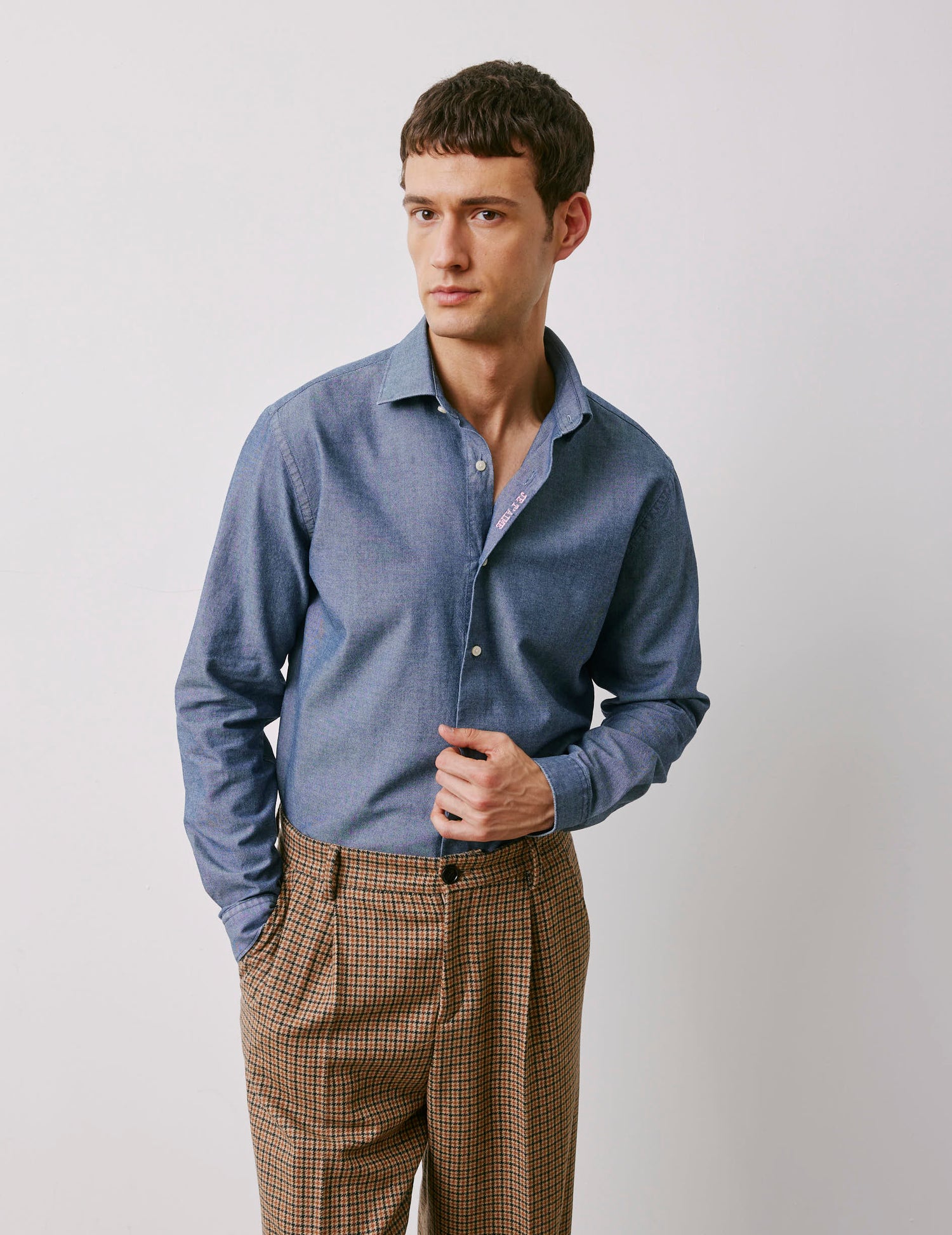 Chemise mixte "Je t'aime" en denim bleu - Denim - Col Figaret#5