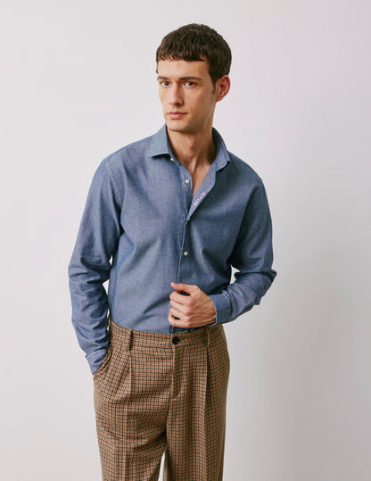 Chemise mixte "Je t'aime" en denim bleu