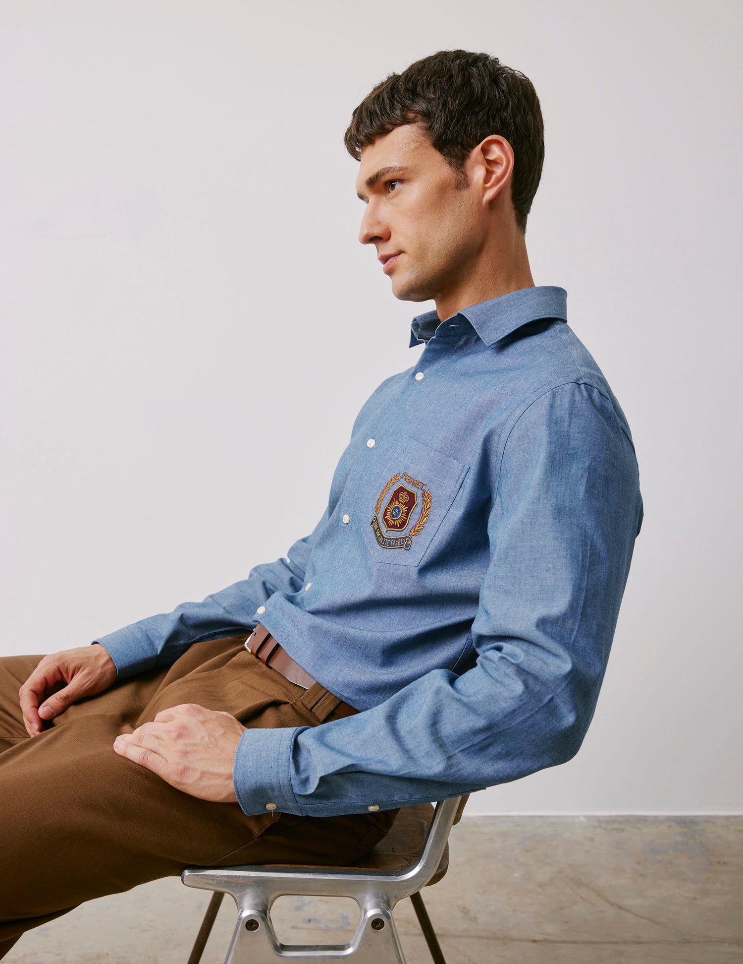 Chemise Paolo bleue - Chambray - Col Français