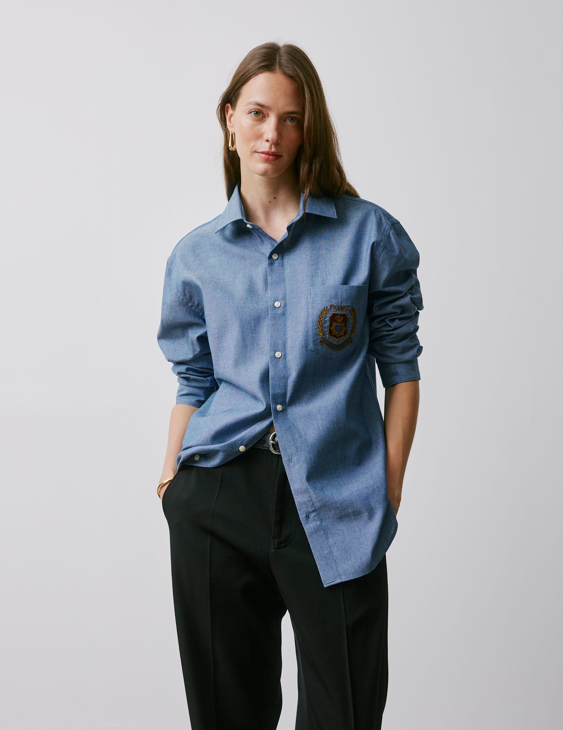 Chemise Paolo bleue - Chambray - Col Français