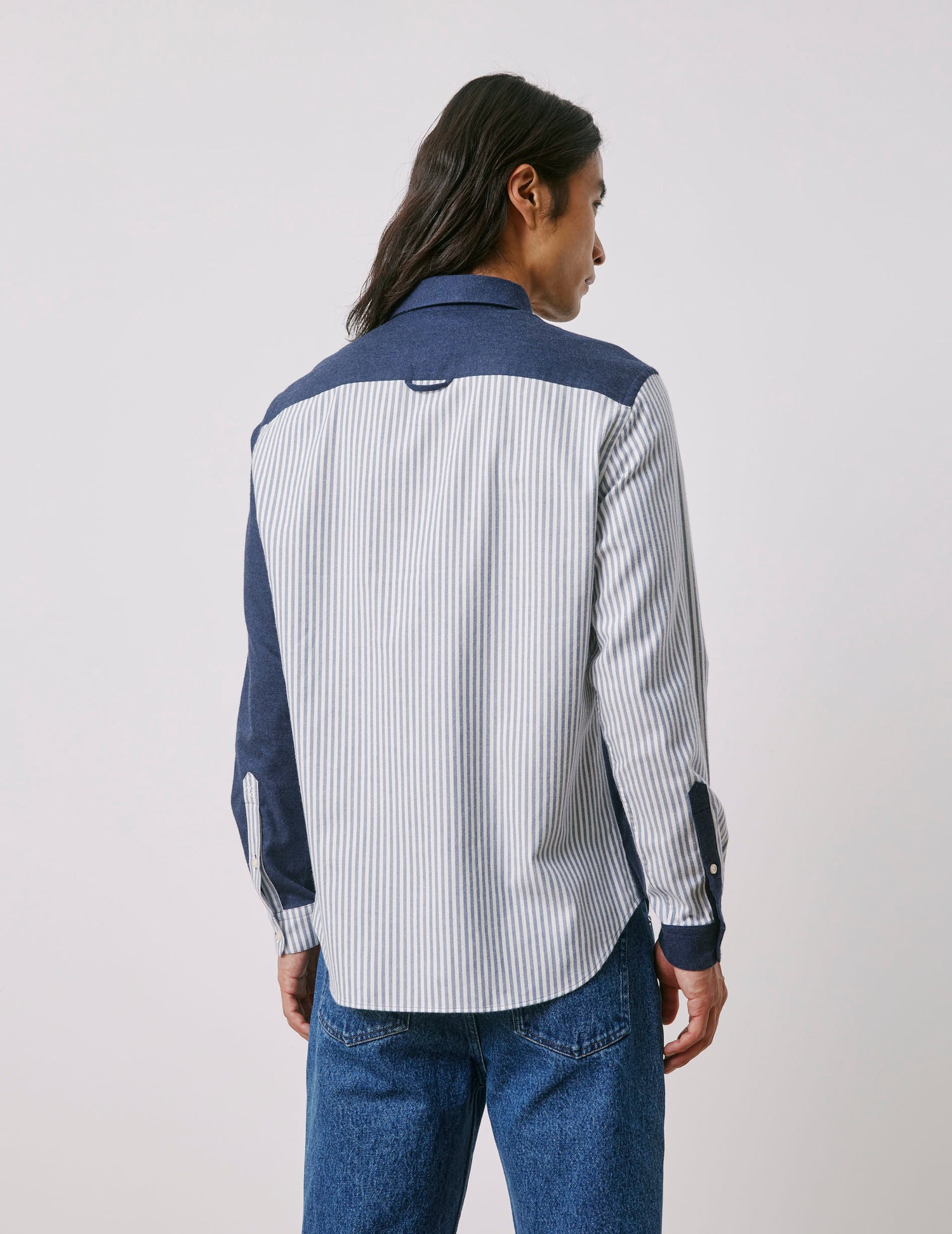 Fun shirt William bleu - Flanelle - Col Américain#3