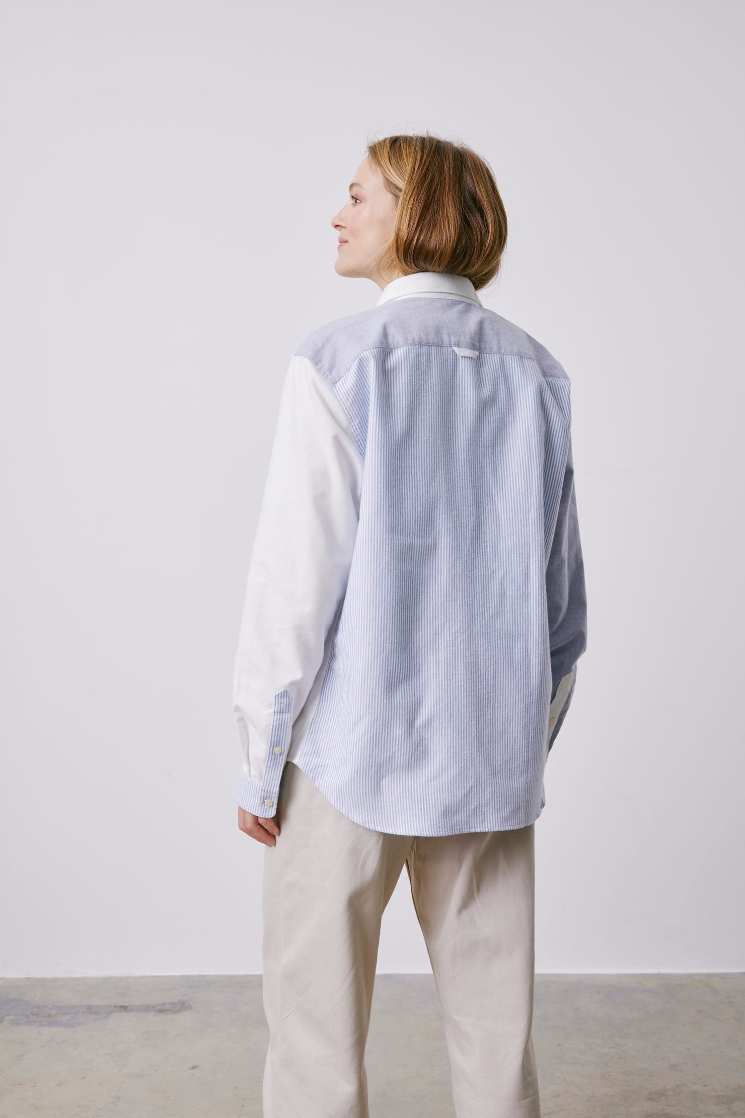 Fun shirt William rayée bleu marine - Oxford gratté - Col Américain#6