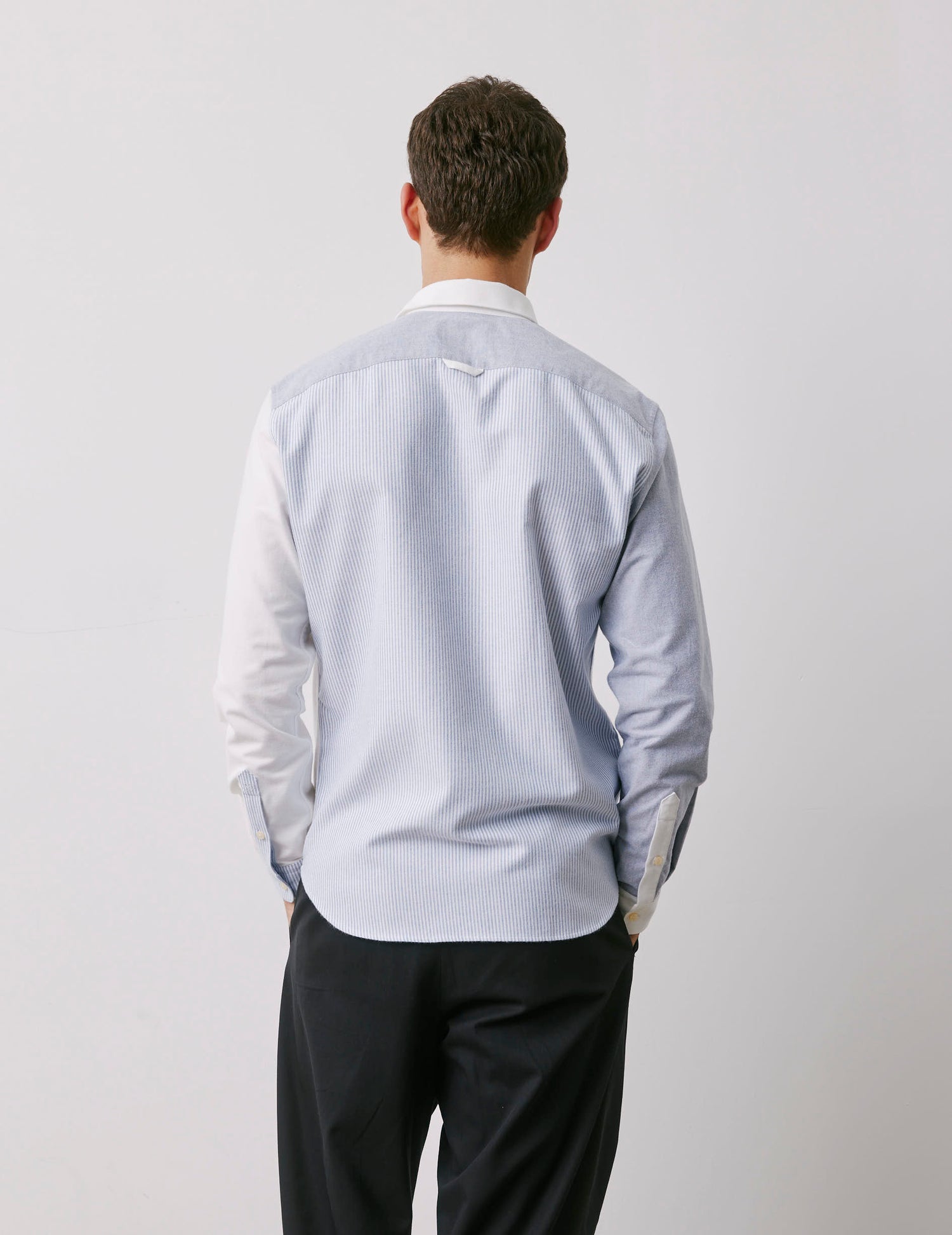 Fun shirt William rayée bleu marine - Oxford gratté - Col Américain#4