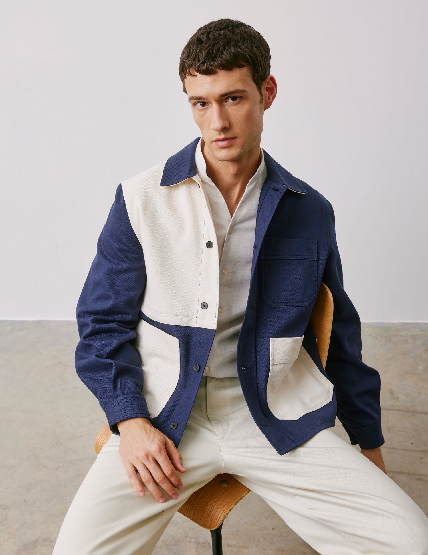 Fun overshirt Mael en twill marine