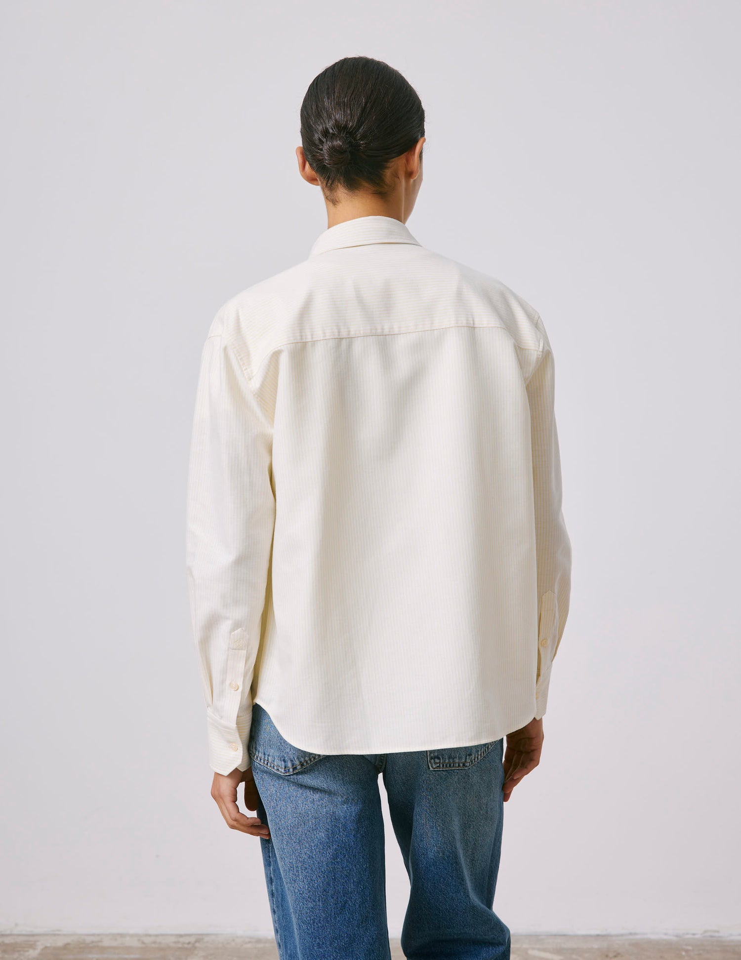 Ambre Striped yellow shirt - Oxford - Shirt Collar#2