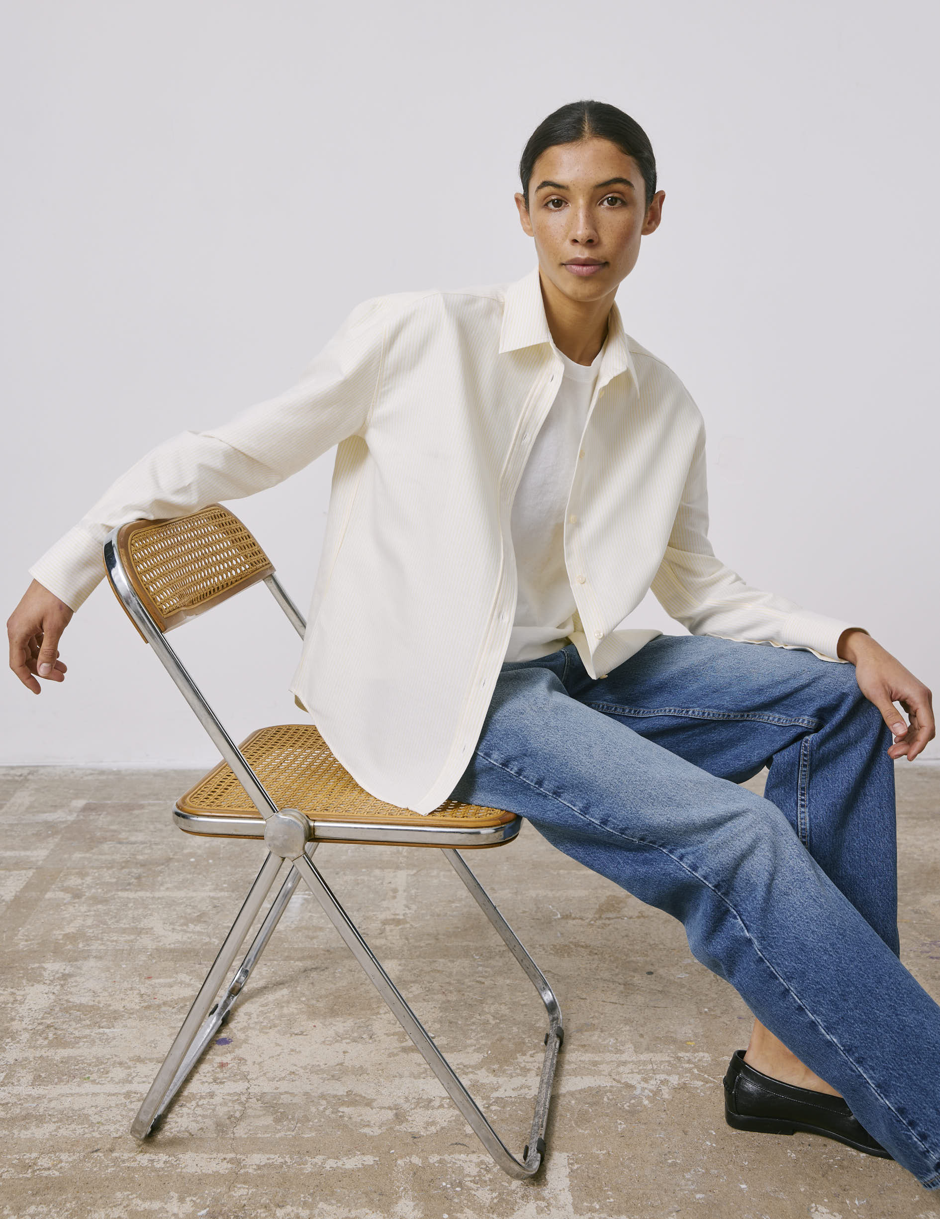 Ambre Striped yellow shirt - Oxford - Shirt Collar