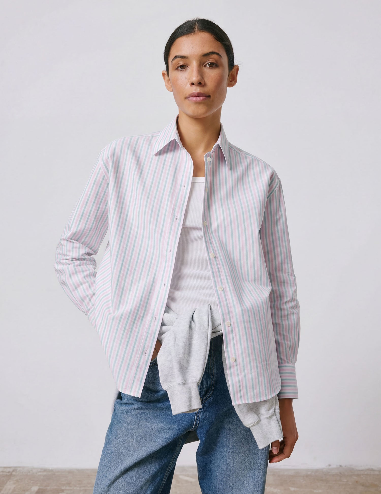 Ambre Striped pink  shirt - Oxford - Shirt Collar