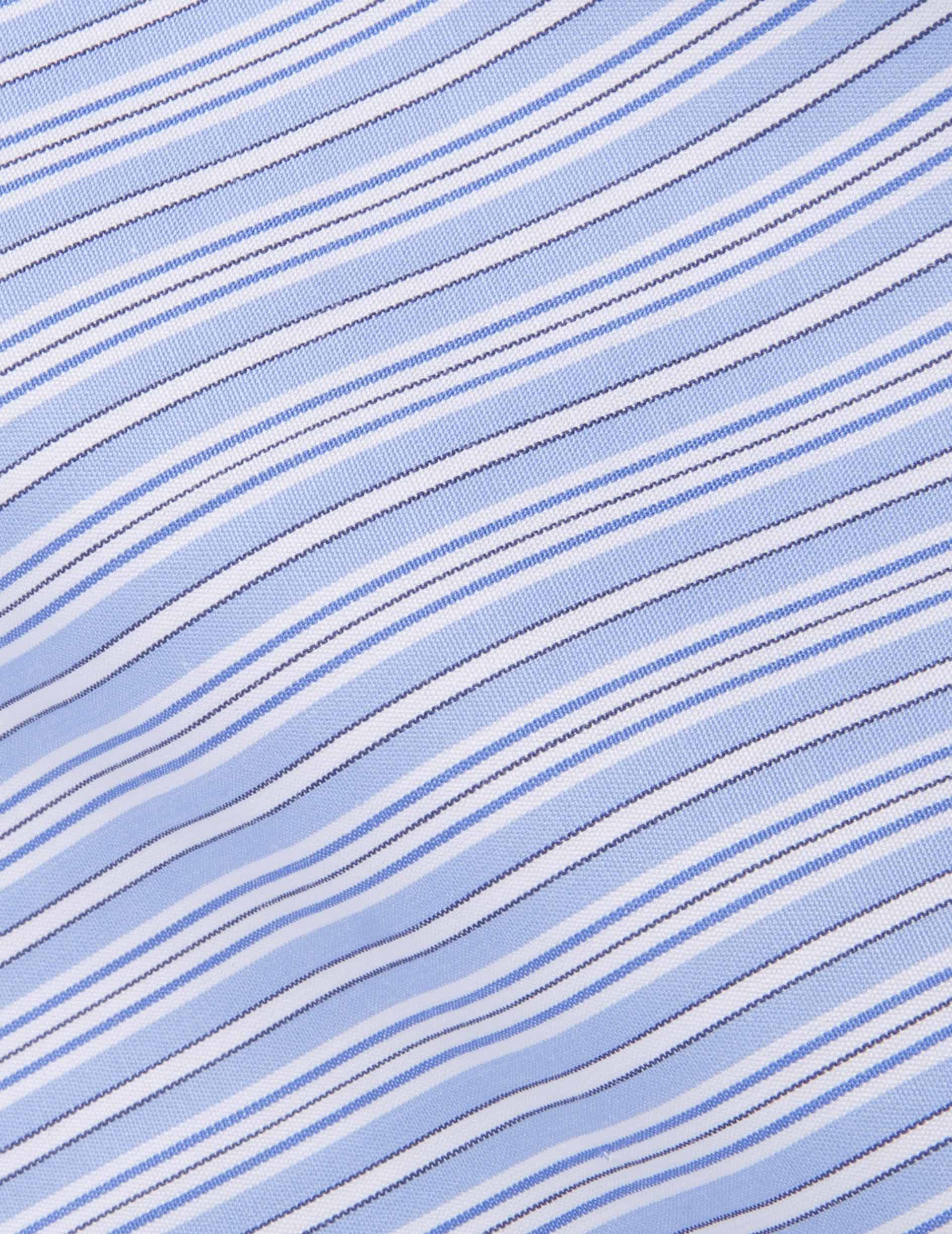 Chemise classique rayée bleue - Popeline - Col Américain