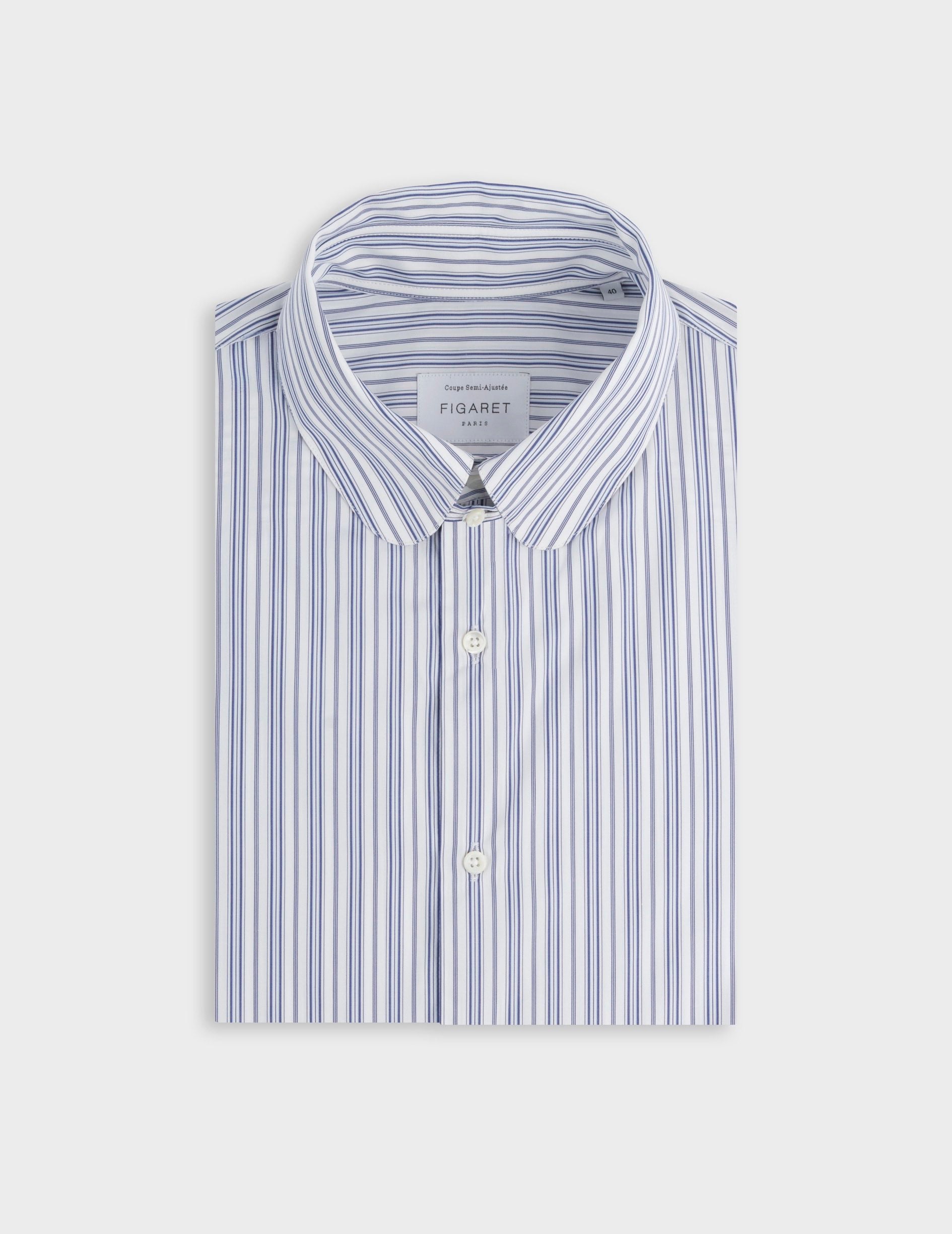 Marinière manches courtes Femme blanc rayé bleu marine - Terre de Marins Marinière manches courtes Femme blanc rayé bleu marine - Terre de Marins