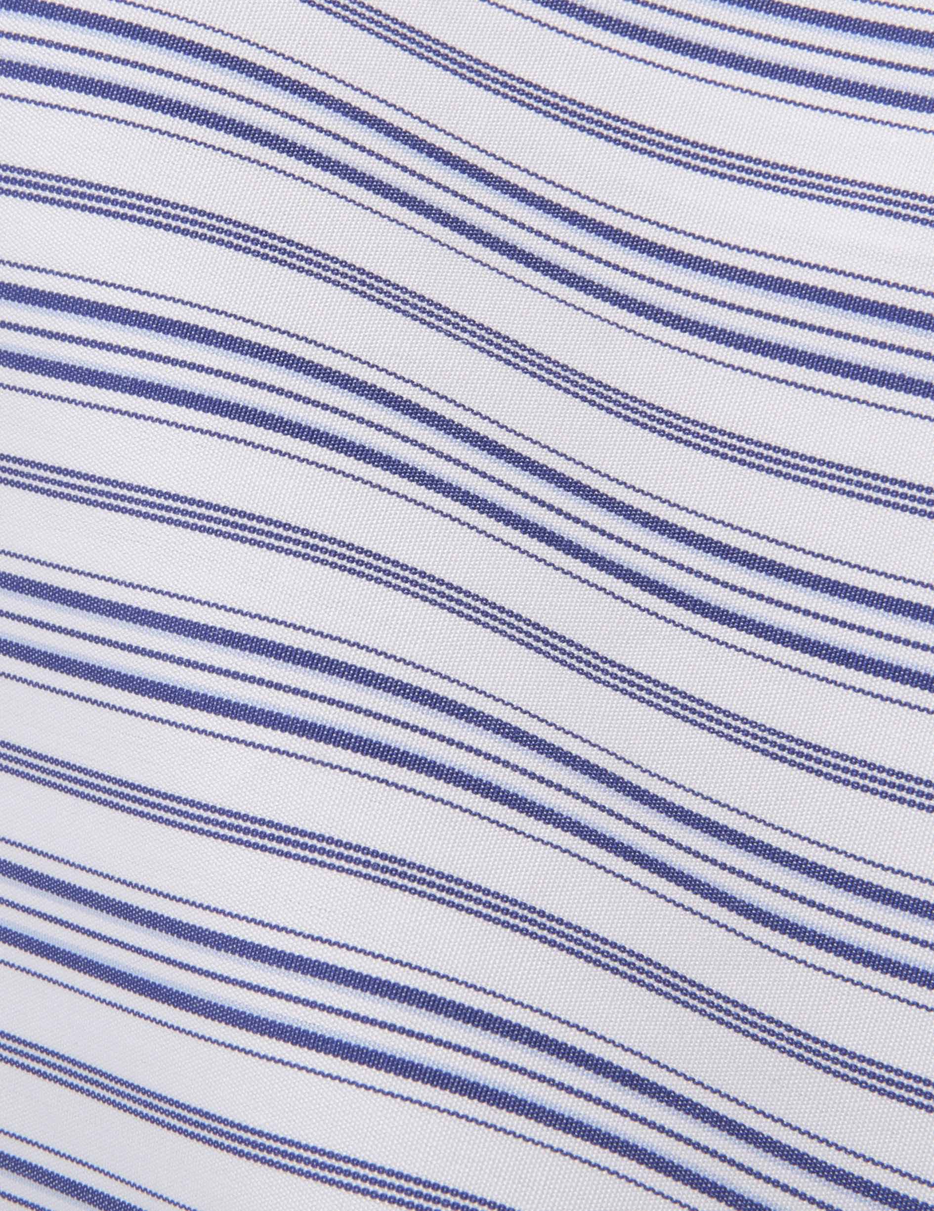 Chemise semi-ajustée rayée bleu marine - Popeline - Col Anglais