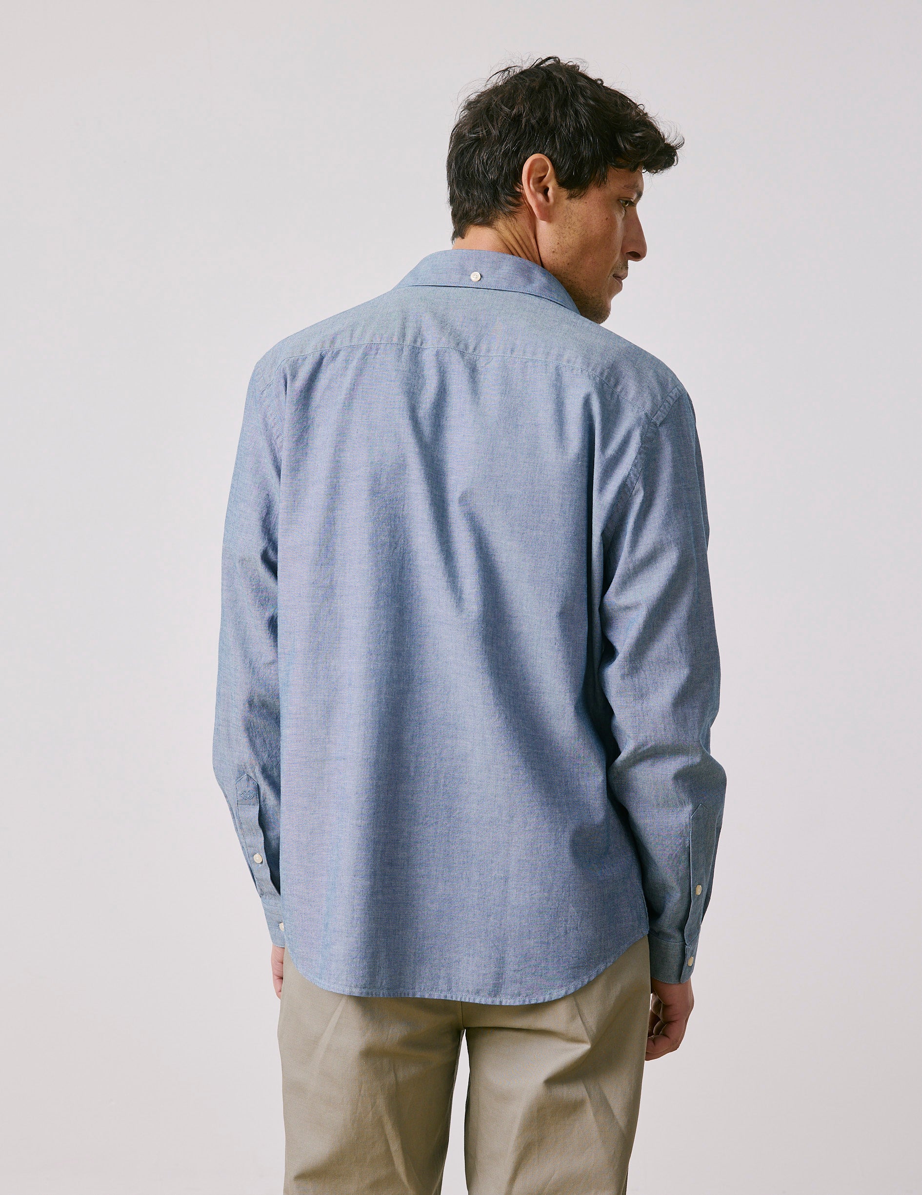 Chemise Aristote en denim bleu - Denim - Col Italien