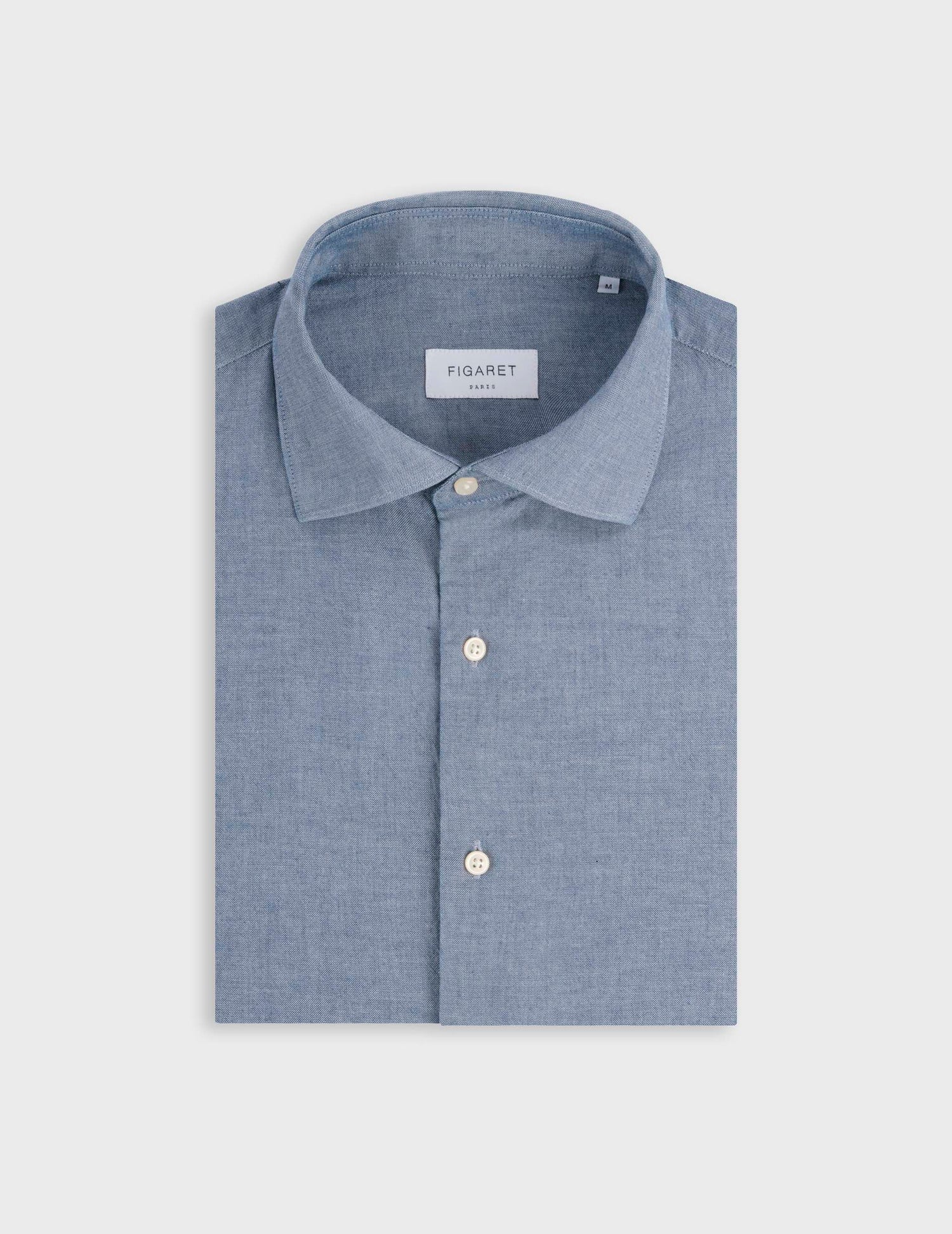 Chemise Aristote en denim bleu - Denim - Col Italien#4
