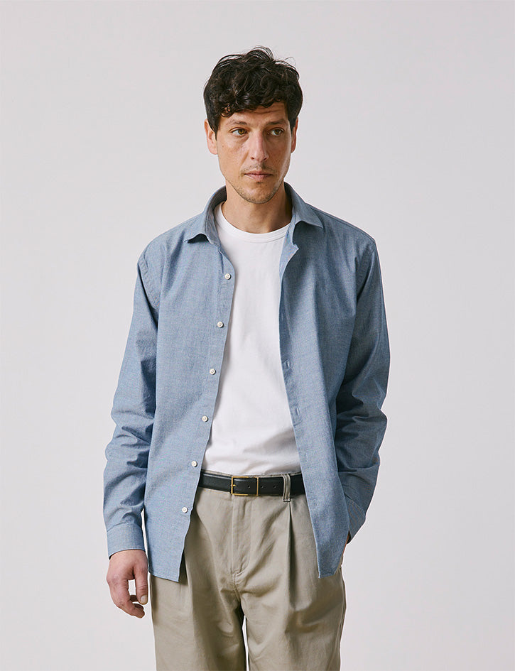 Chemise Aristote en denim bleu - Denim - Col Italien#3