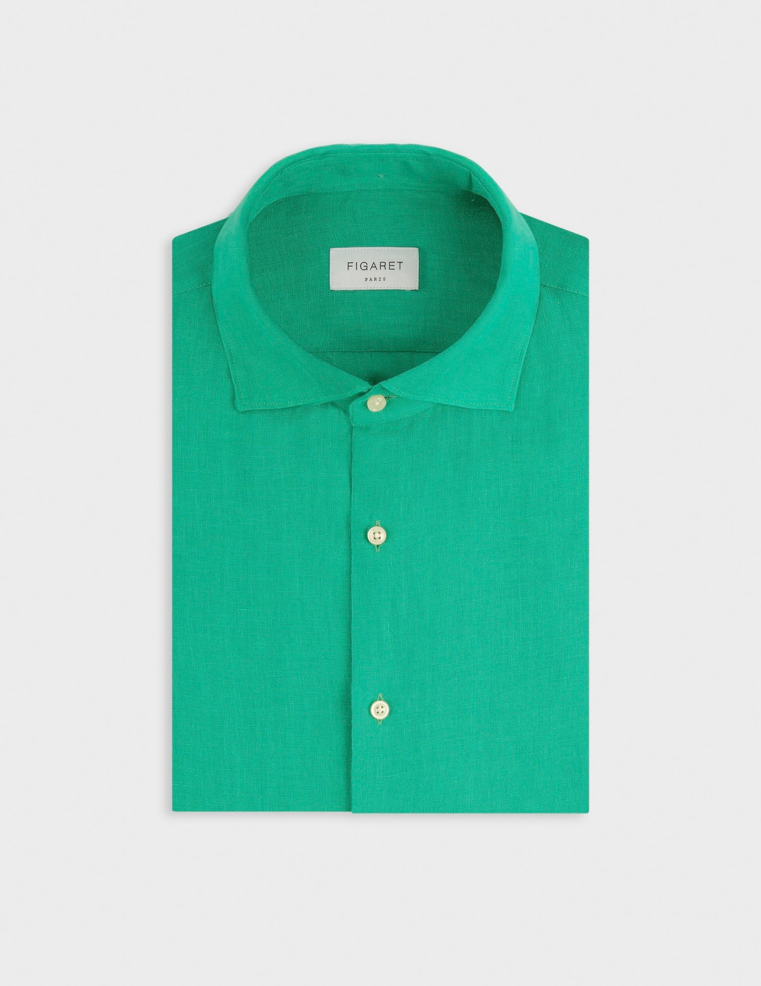 Chemise Aristote en lin vert - Lin - Col Italien#3
