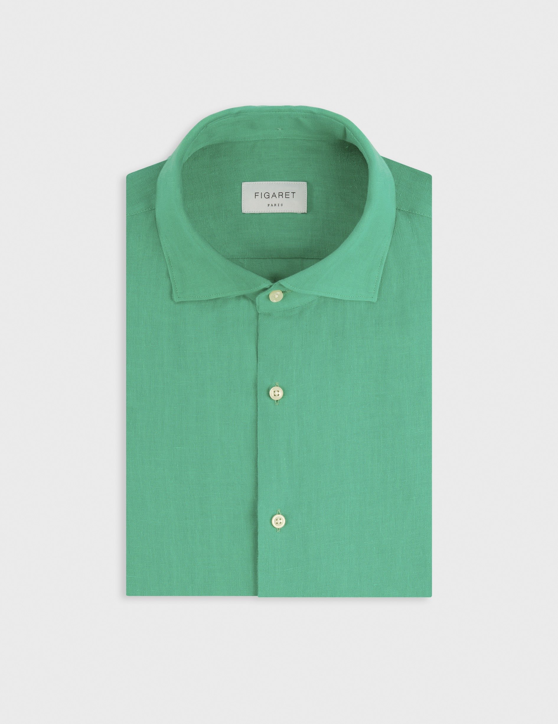 Green linen Aristote shirt - Linen - Italian Collar