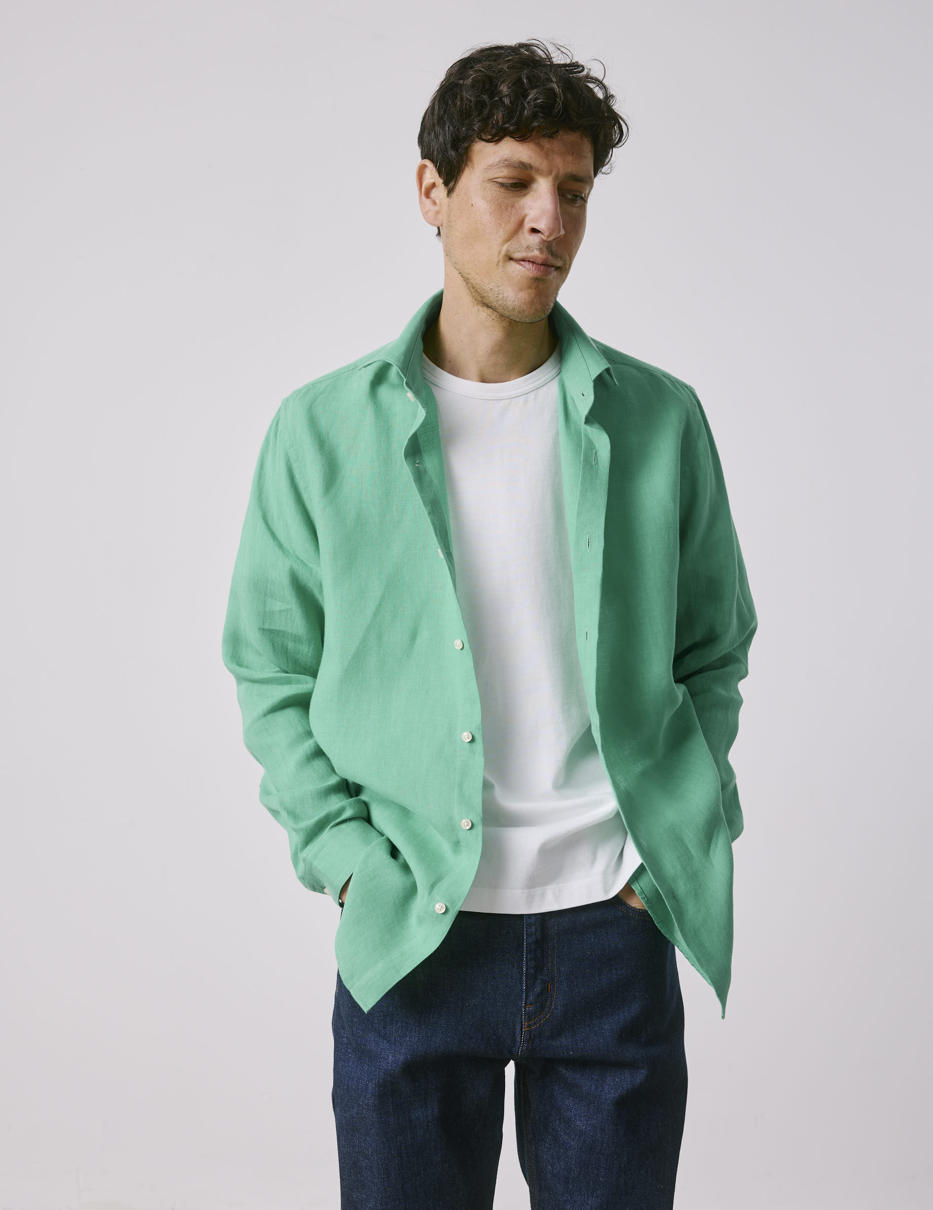 Green linen Aristote shirt