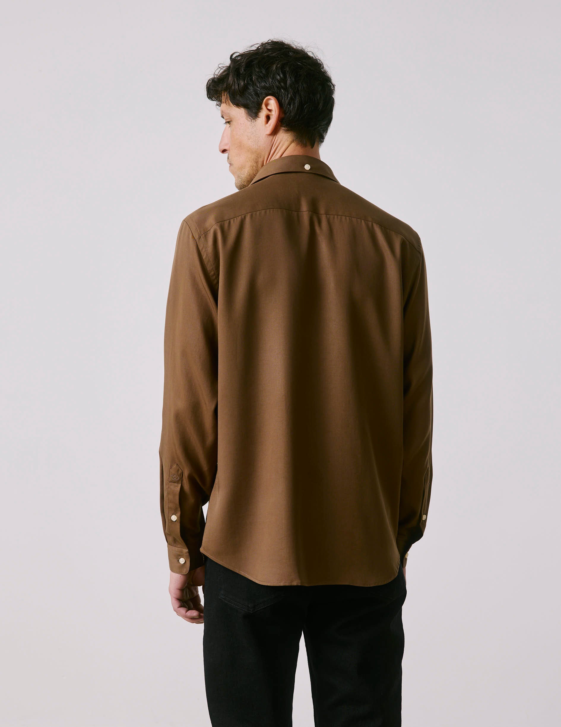 Brown Aristote shirt - Twill - Italien Collar
