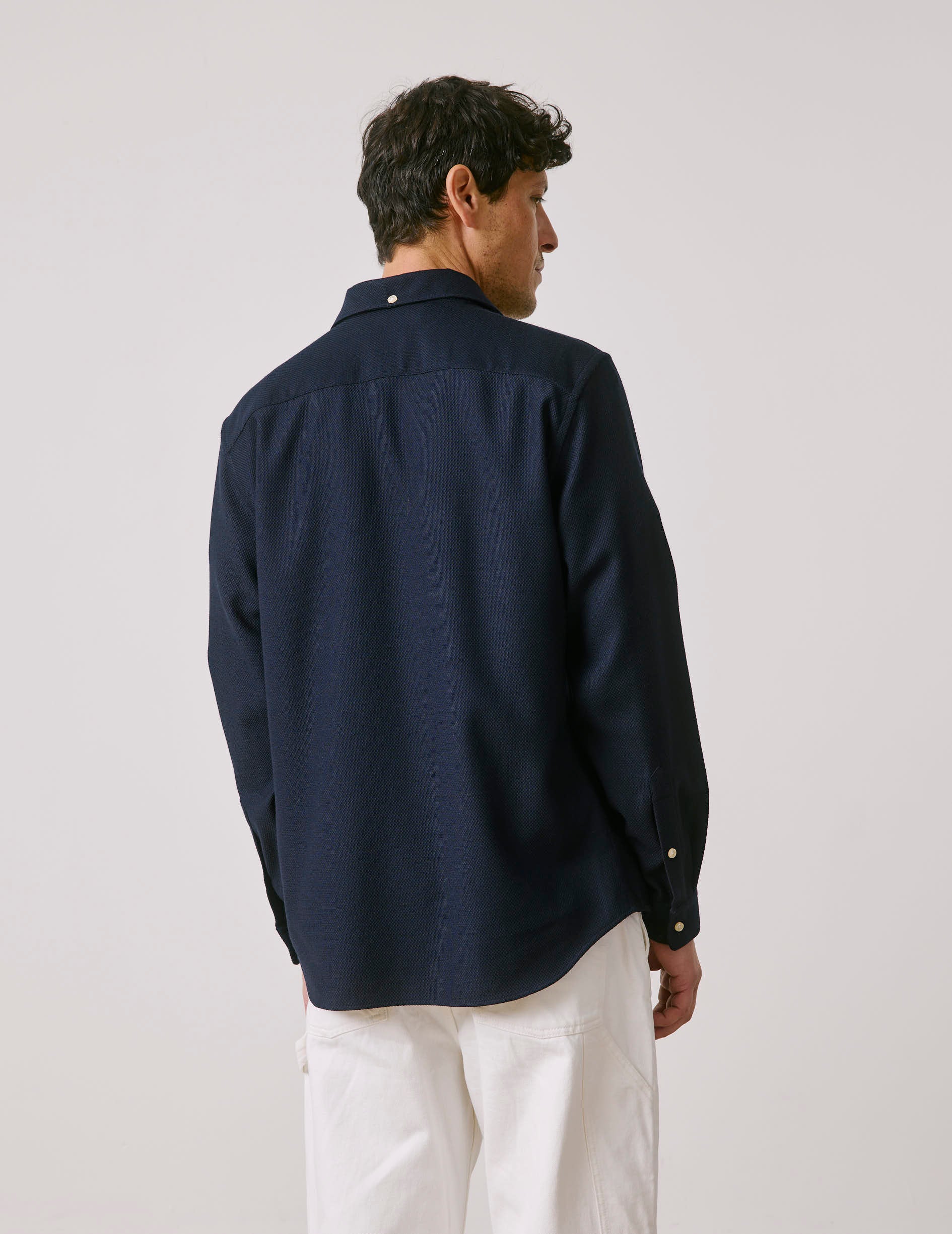 FIGARET ネイビー 長袖シャツ Men's Shirts Navy blue – Figaret