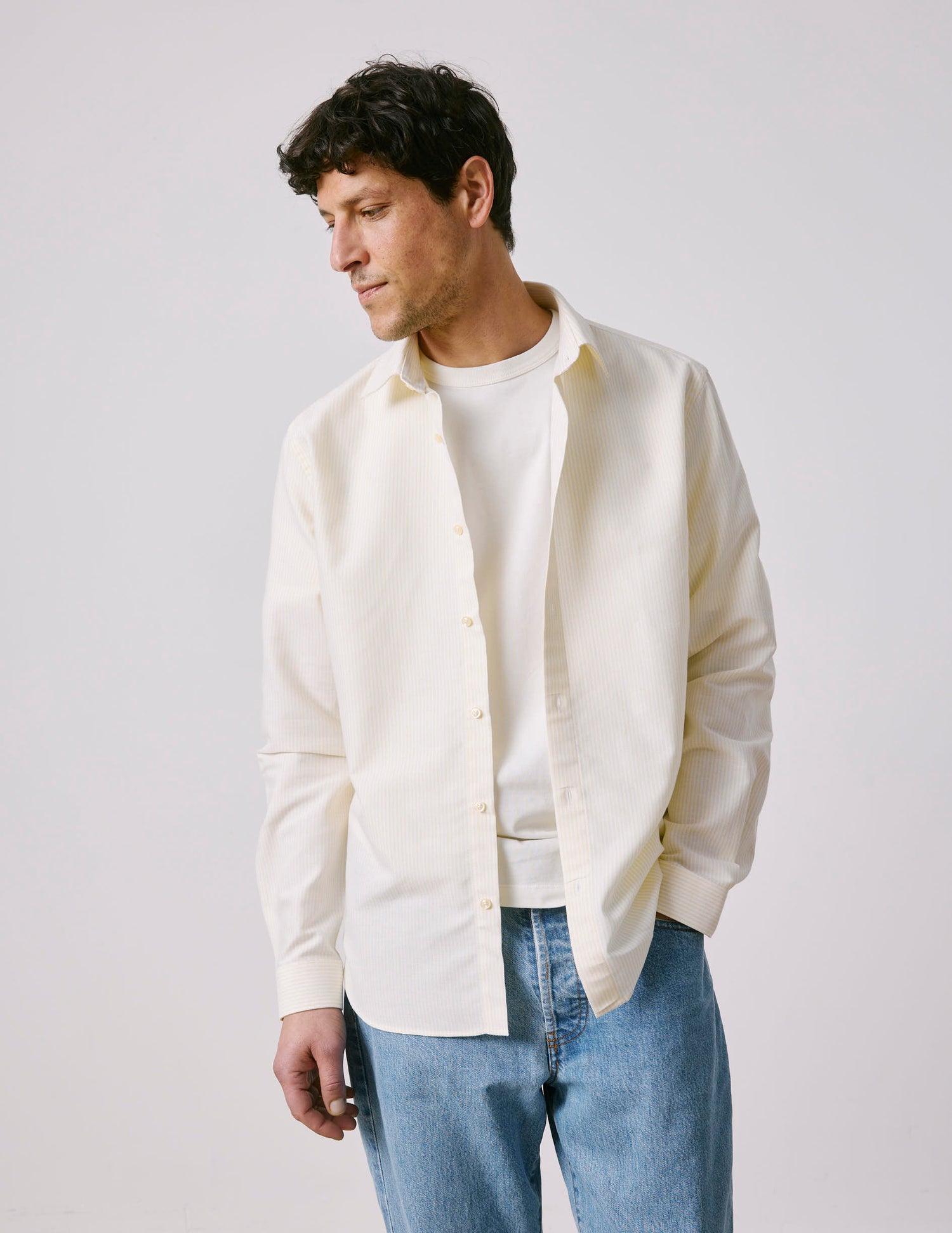 Chemise Auguste rayée jaune - Oxford - Col Français#3