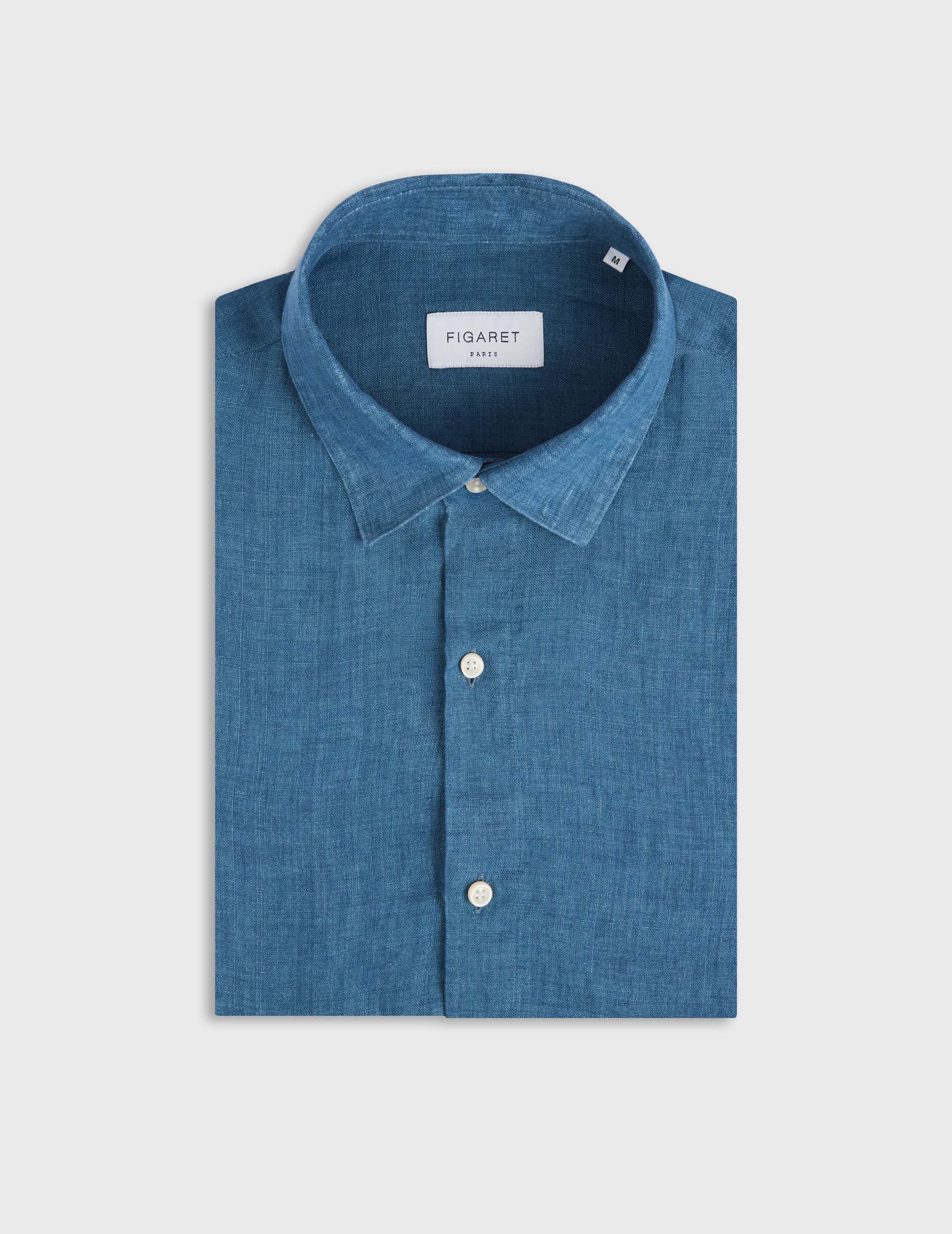 Blue linen Auguste shirt  - Linen - French Collar