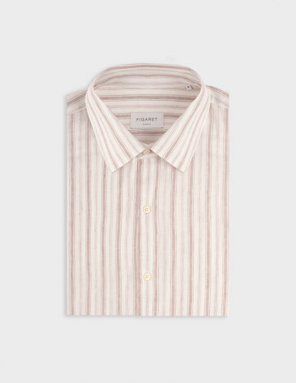 Chemise Auguste en lin rayé beige
