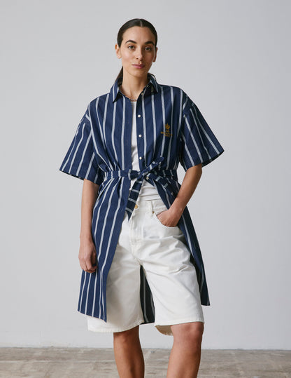 Robe Belharra en popeline marine
