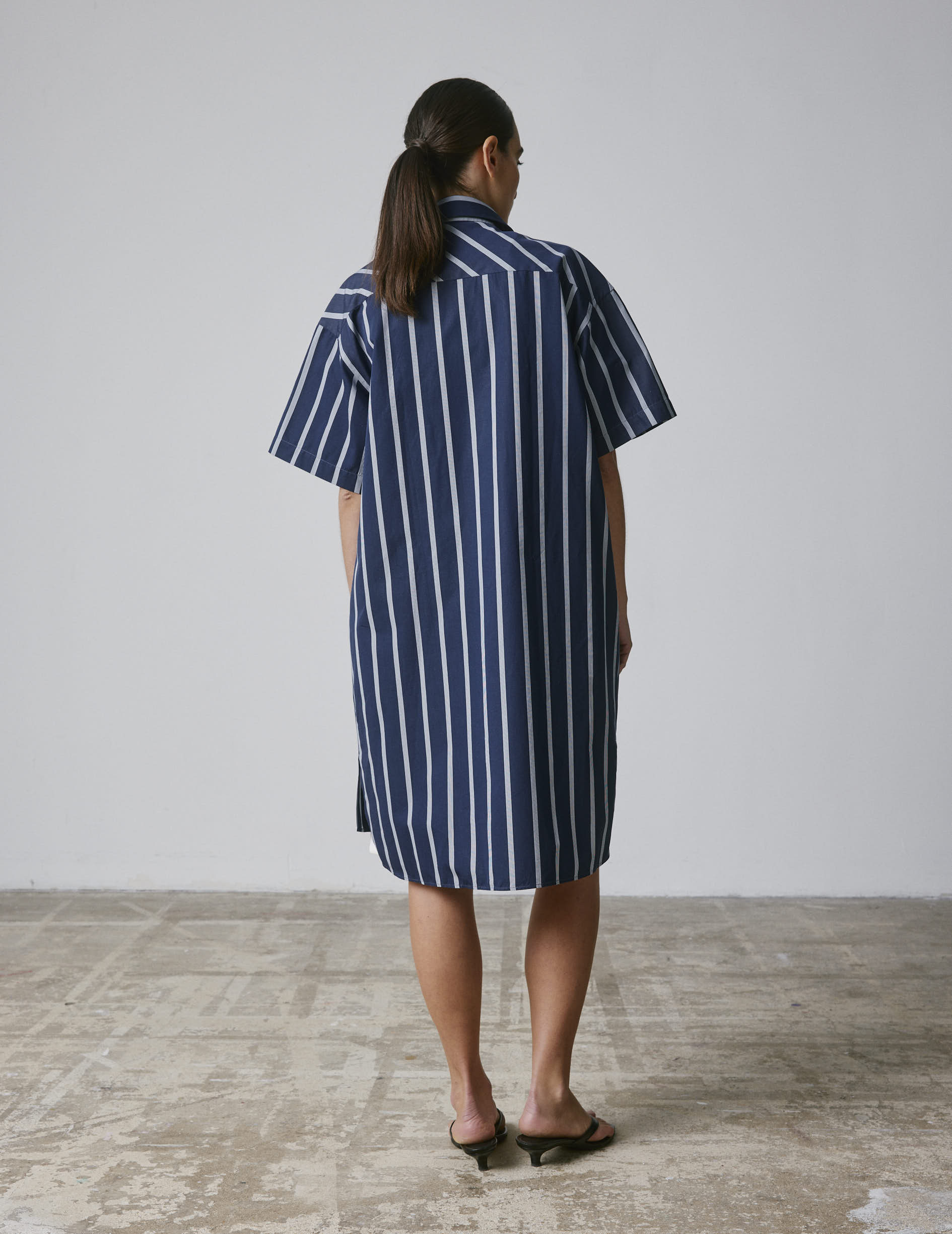 Robe Belharra en popeline marine
