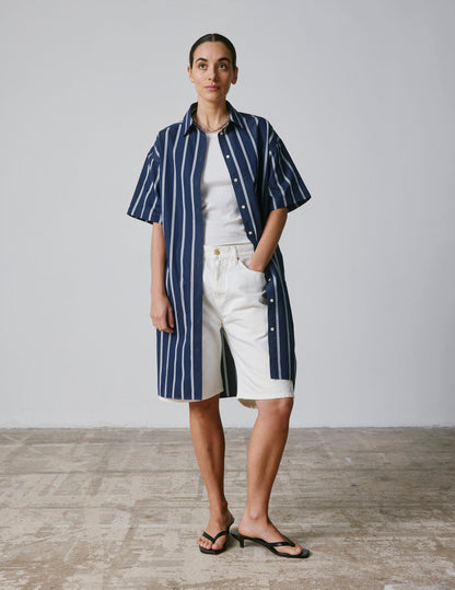 Robe Belharra en popeline marine
