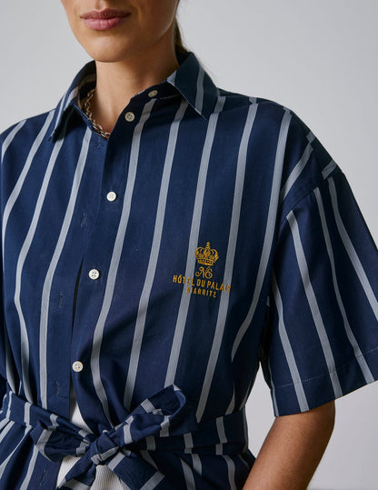 Robe Belharra en popeline marine