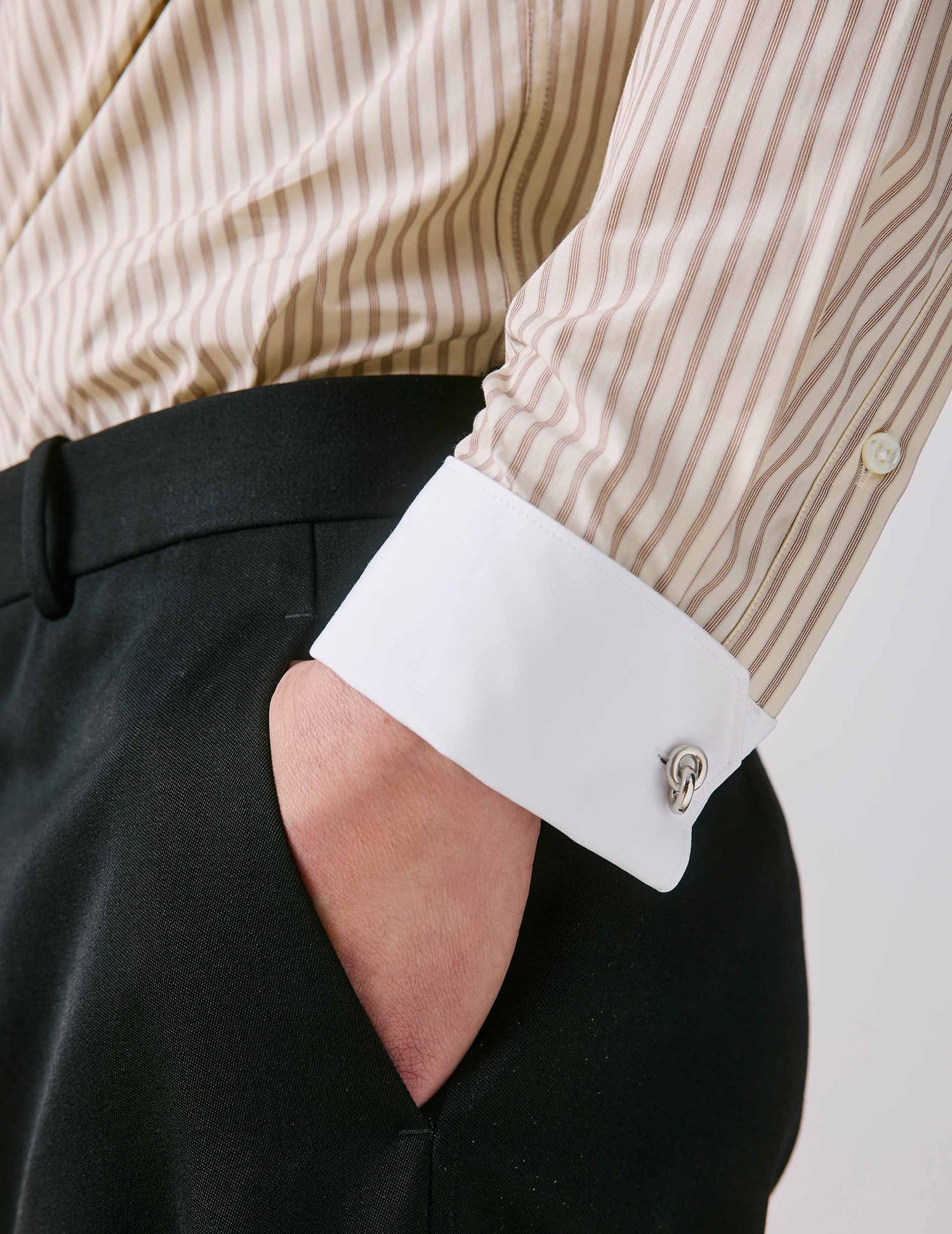 dress shirts cufflinks mens Titanium Classic Cufflinks & Dress Shirt Studs In Black Line Stone