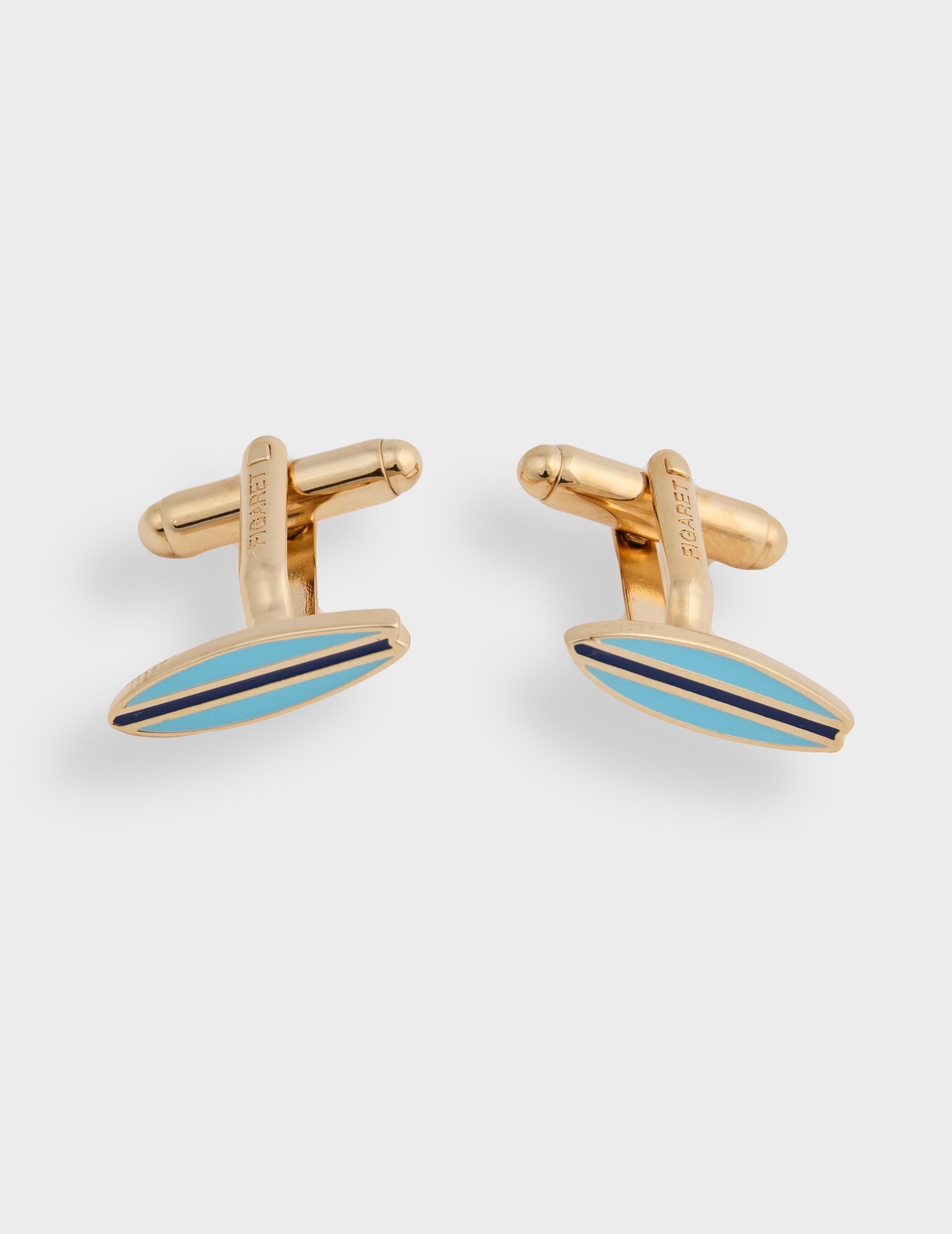 Boutons de manchette turquoise et dorés
