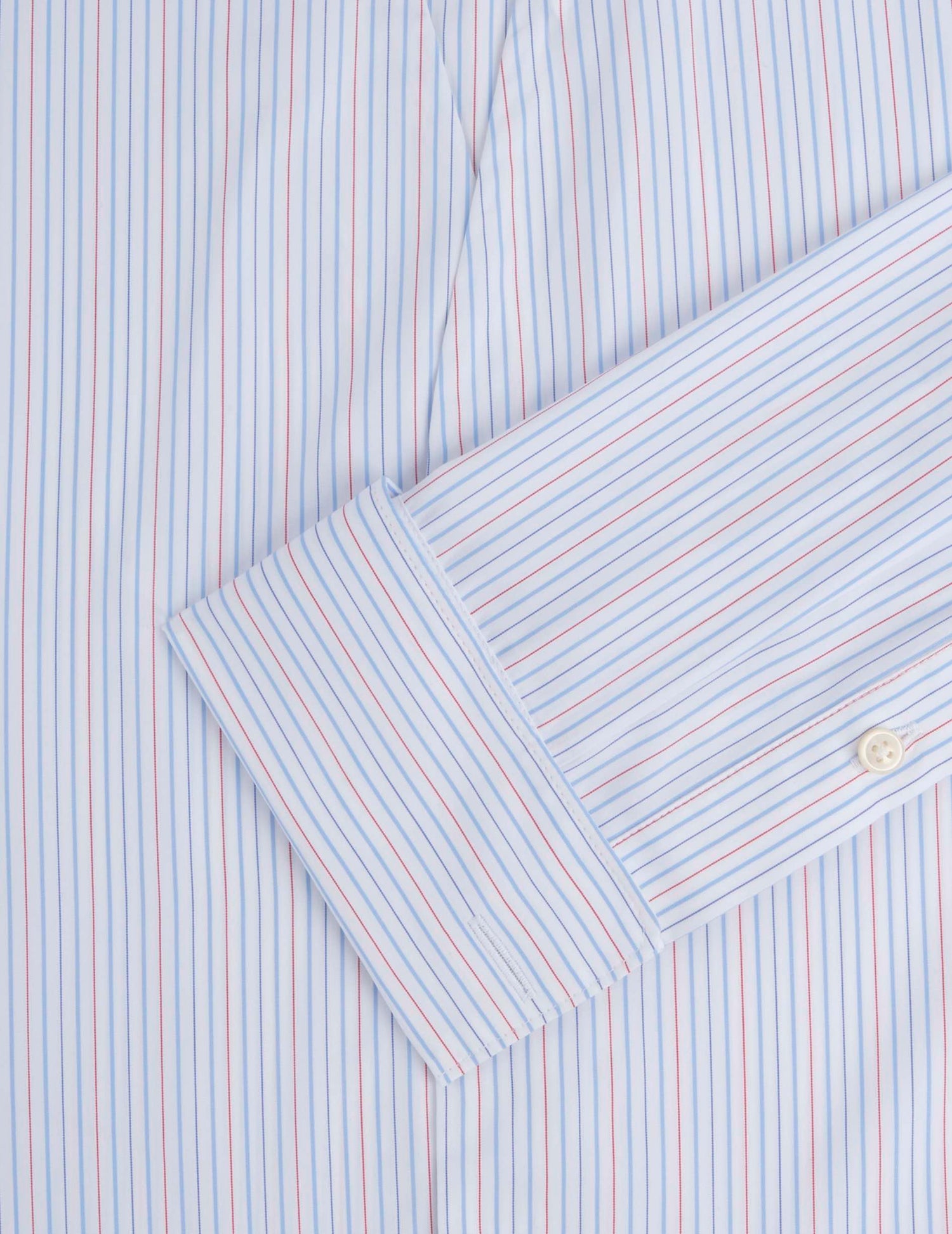 Chemise Carl rayée rouge - Popeline - Col droit ouvert - Poignets Mousquetaires#4