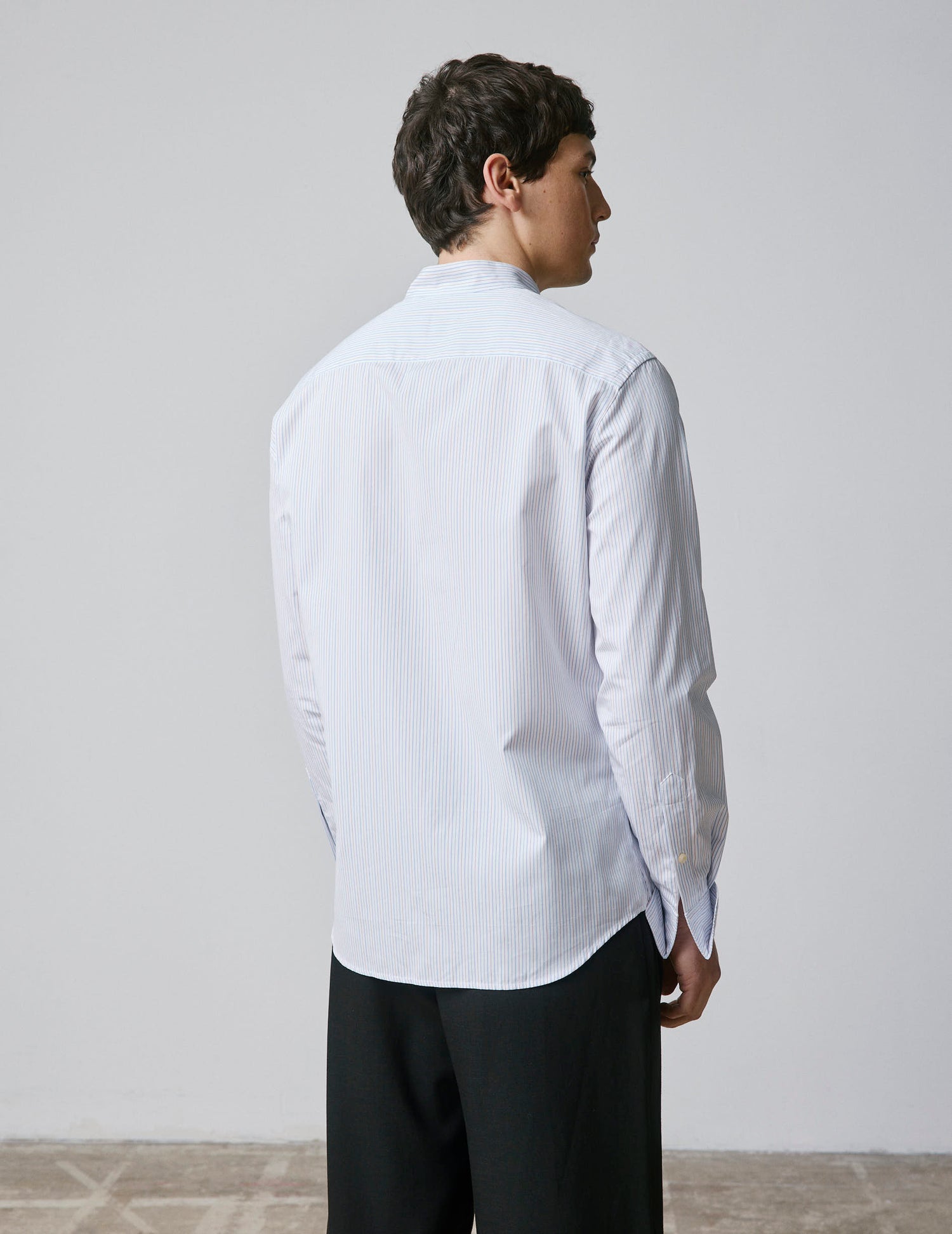 Chemise Carl rayée rouge - Popeline - Col droit ouvert - Poignets Mousquetaires#2