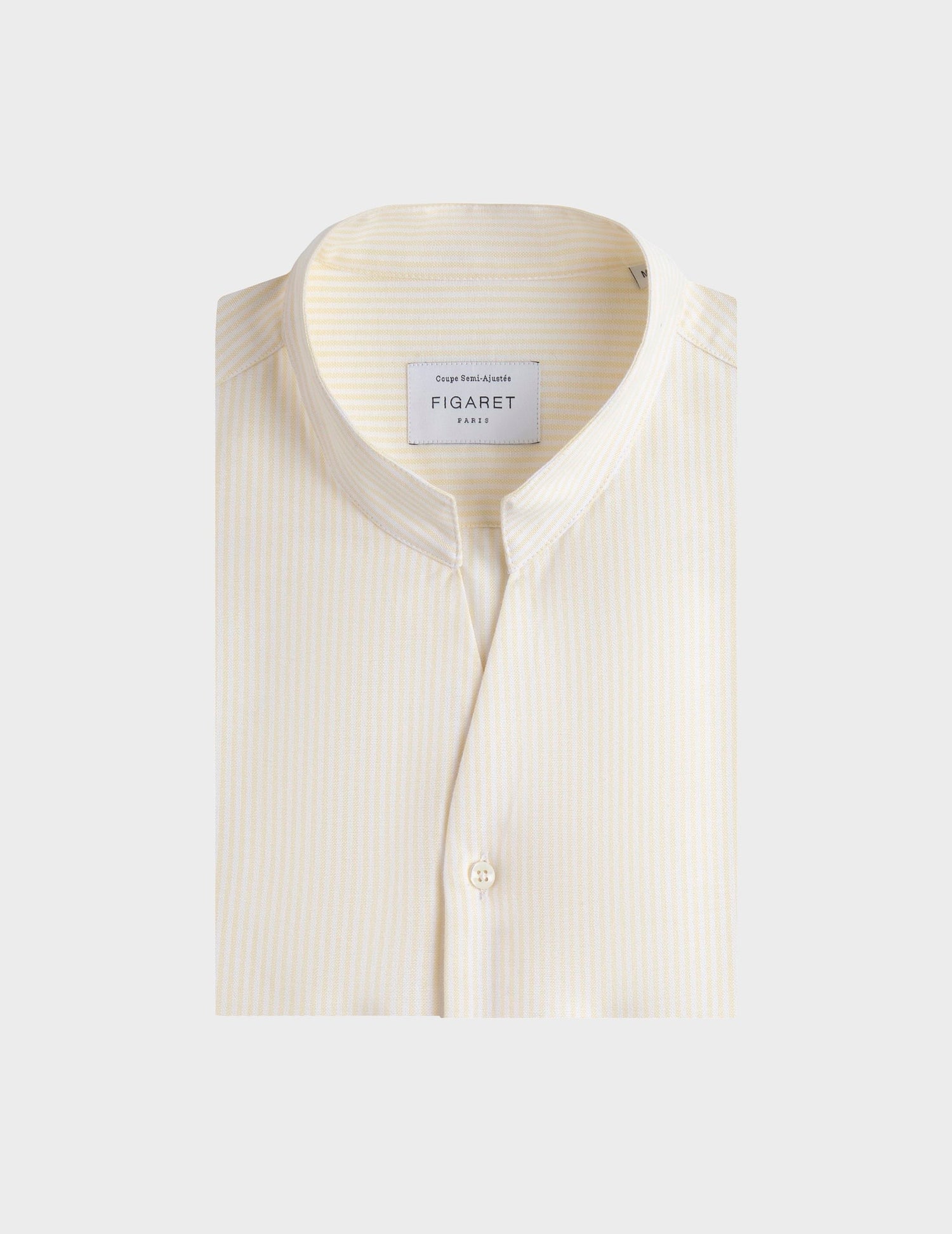 Chemise Carl rayée jaune - Oxford - Col droit ouvert#5