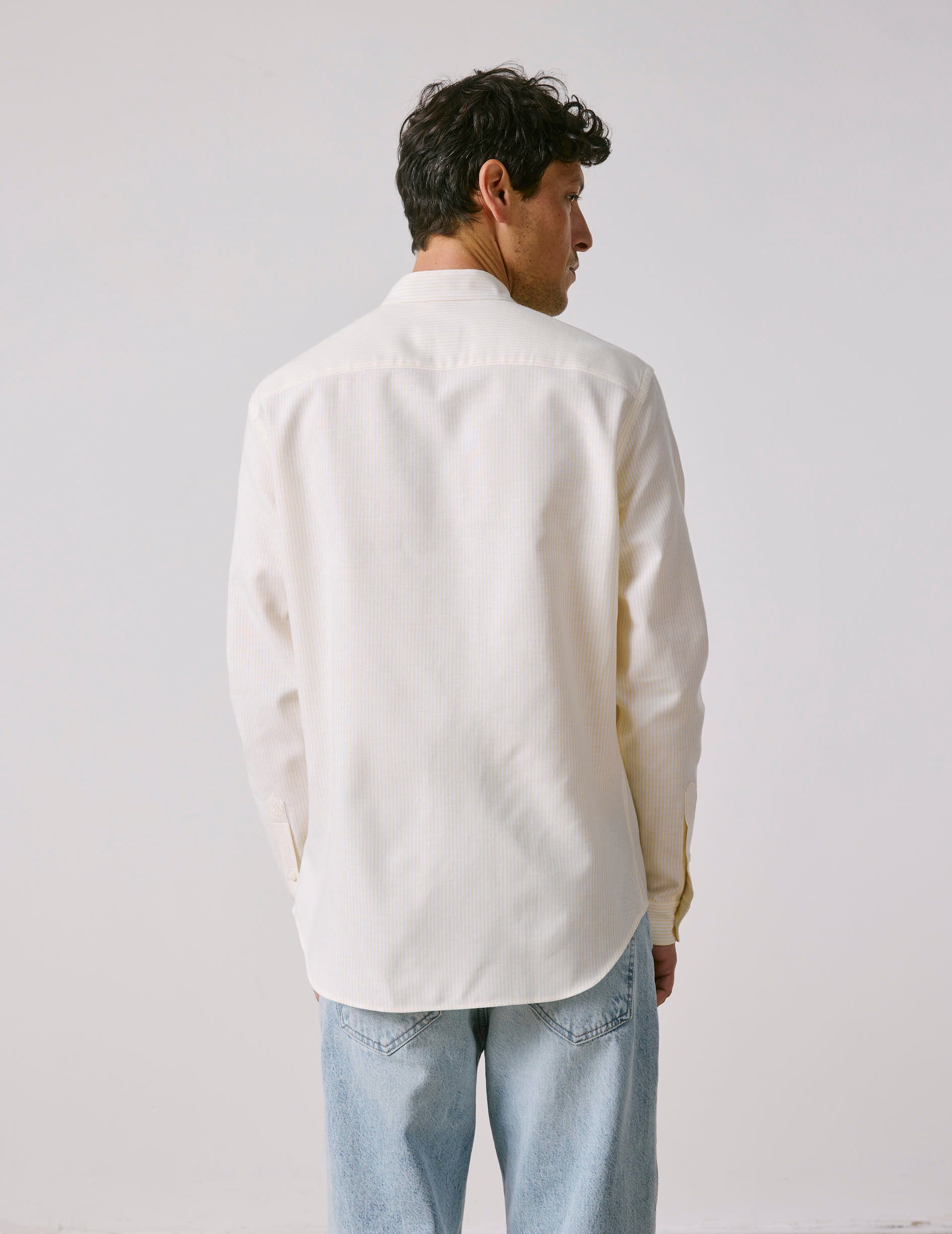 Carl Striped yellowshirt - Oxford - Open straight Collar